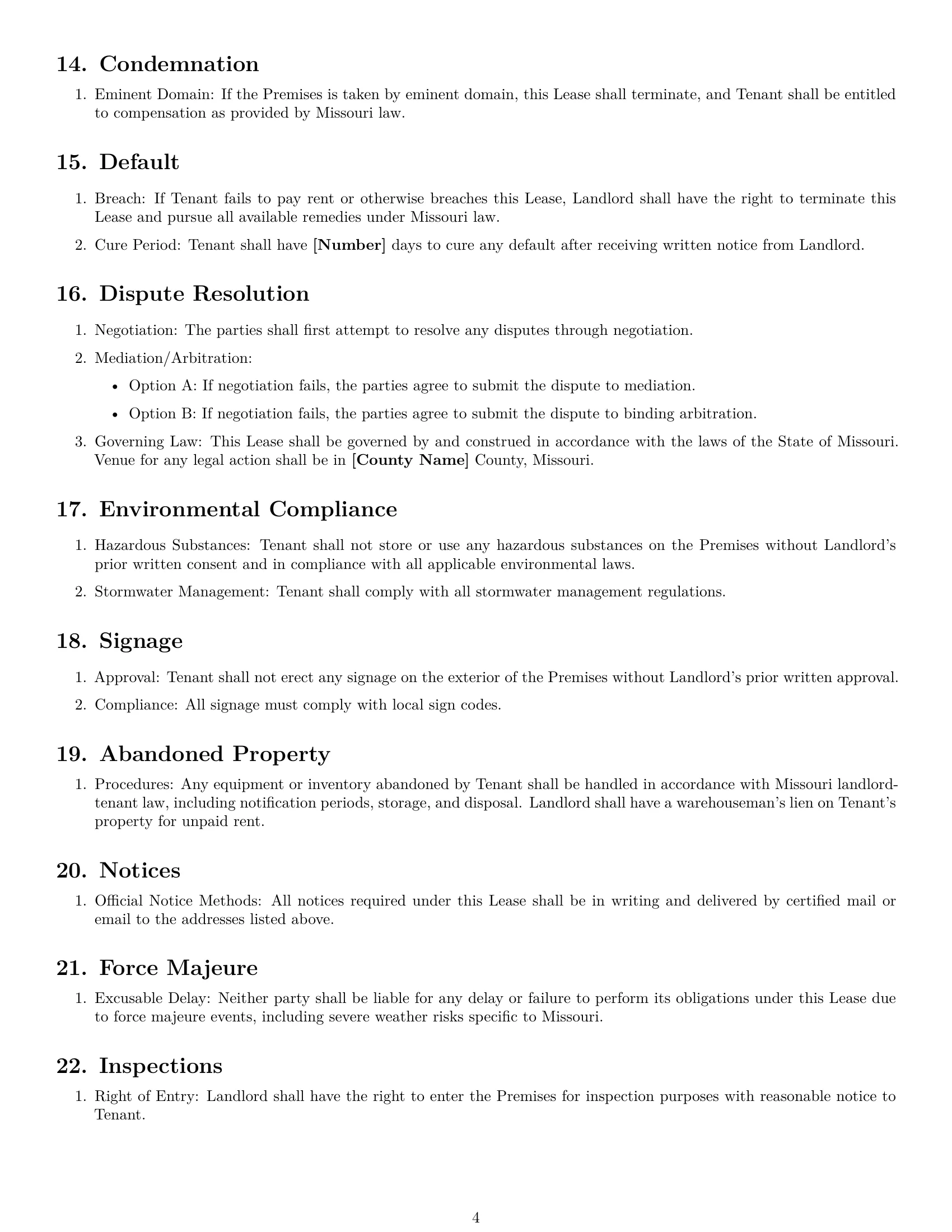 Preview page 4 of Free Missouri warehouse lease agreement template
