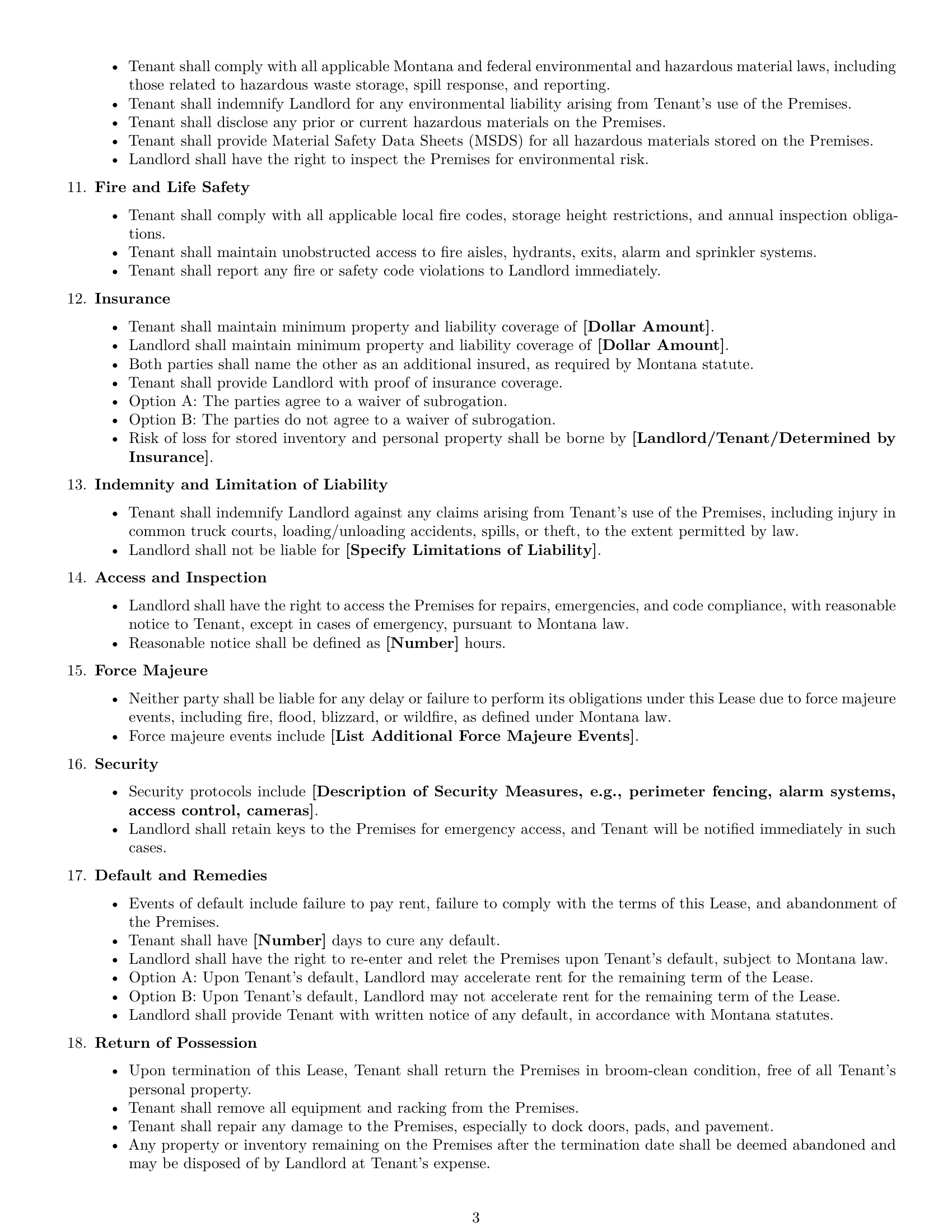 Preview page 3 of Free Montana warehouse lease agreement template