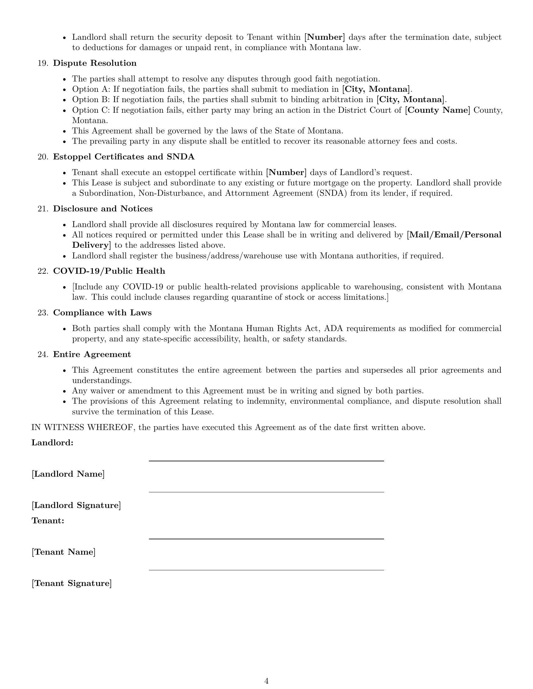 Preview page 4 of Free Montana warehouse lease agreement template