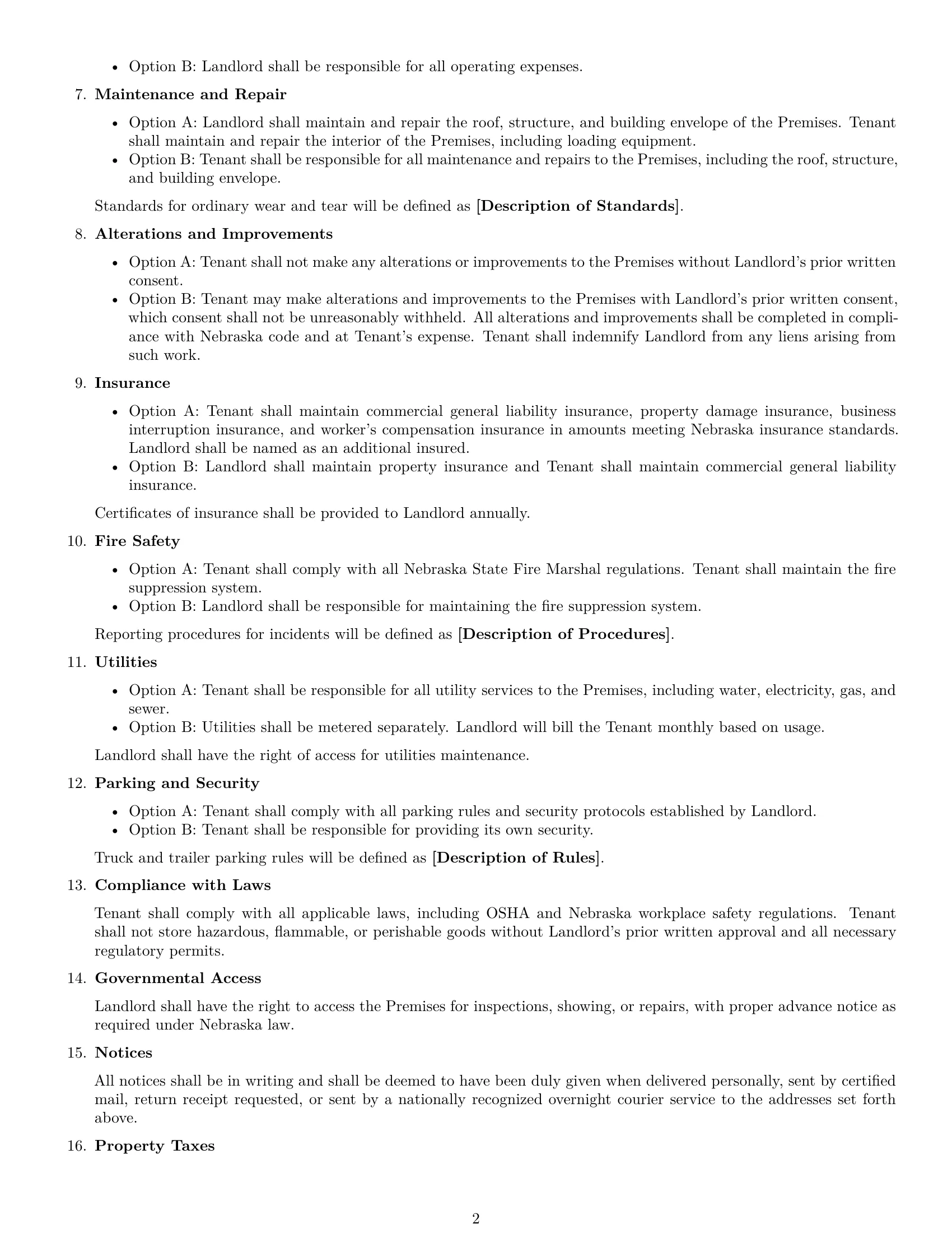 Preview page 2 of Free Nebraska warehouse lease agreement template