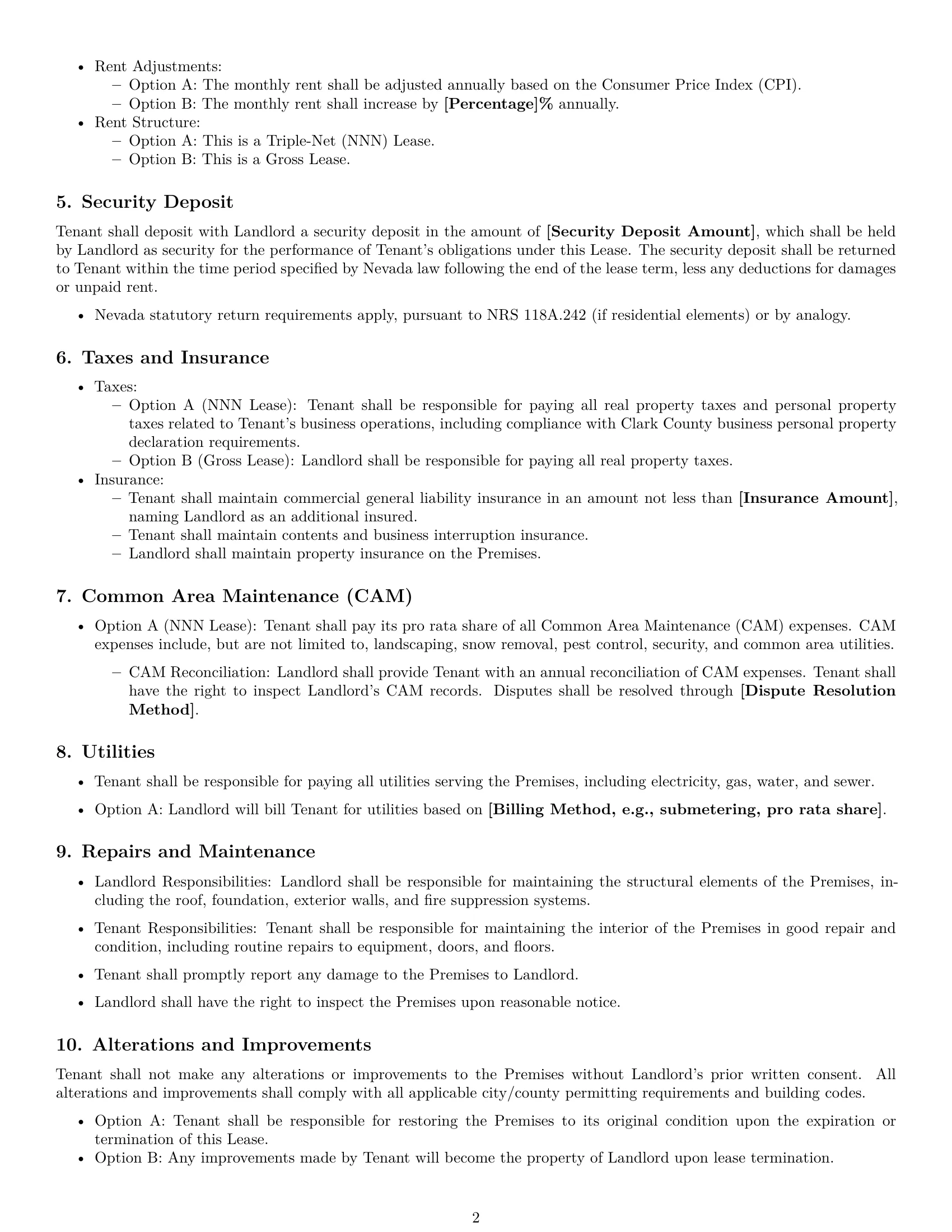 Preview page 2 of Free Nevada warehouse lease agreement template