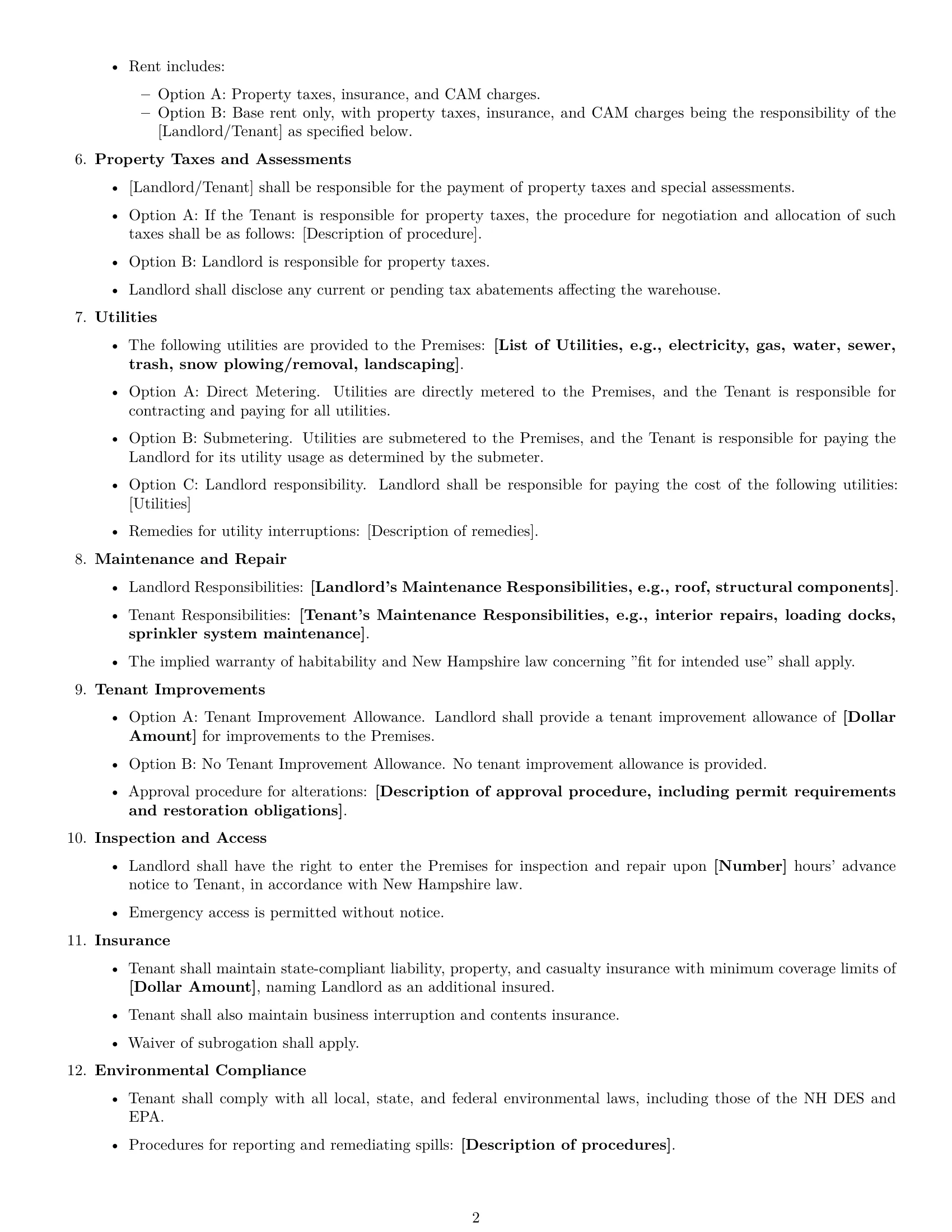 Preview page 2 of Free New Hampshire warehouse lease agreement template