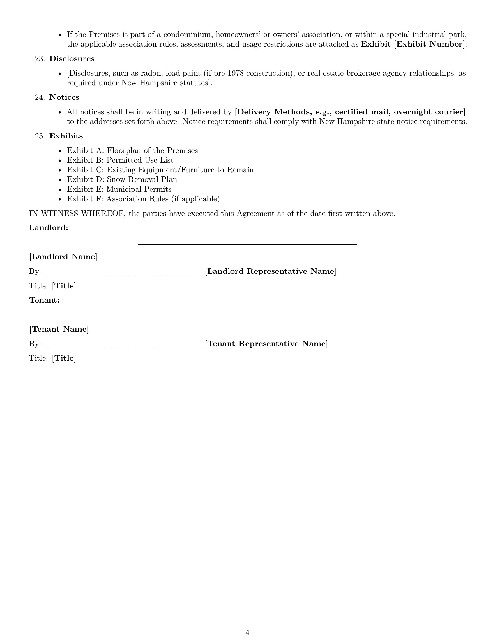 Preview page 4 of Free New Hampshire warehouse lease agreement template