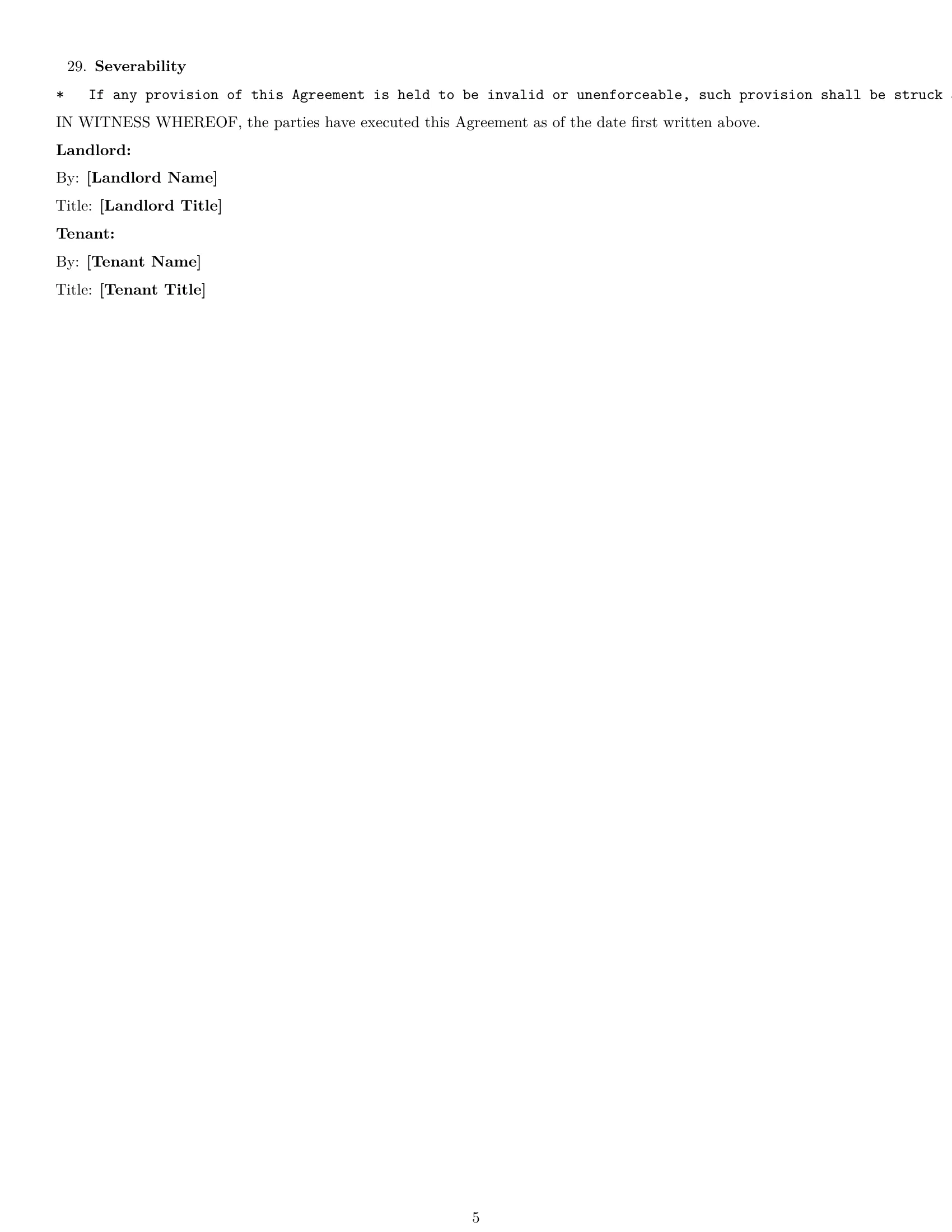 Preview page 5 of Free Arizona warehouse lease agreement template