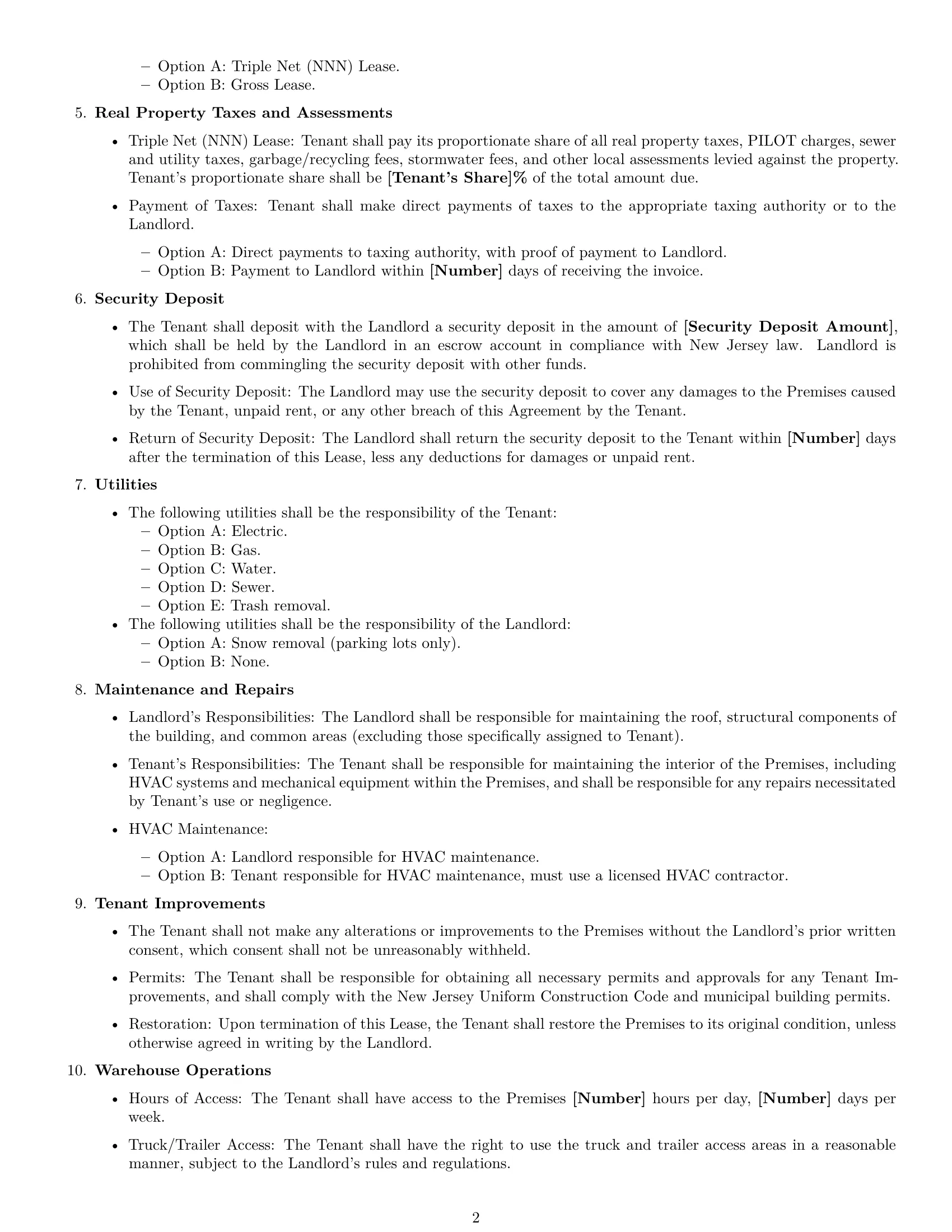 Preview page 2 of Free New Jersey warehouse lease agreement template