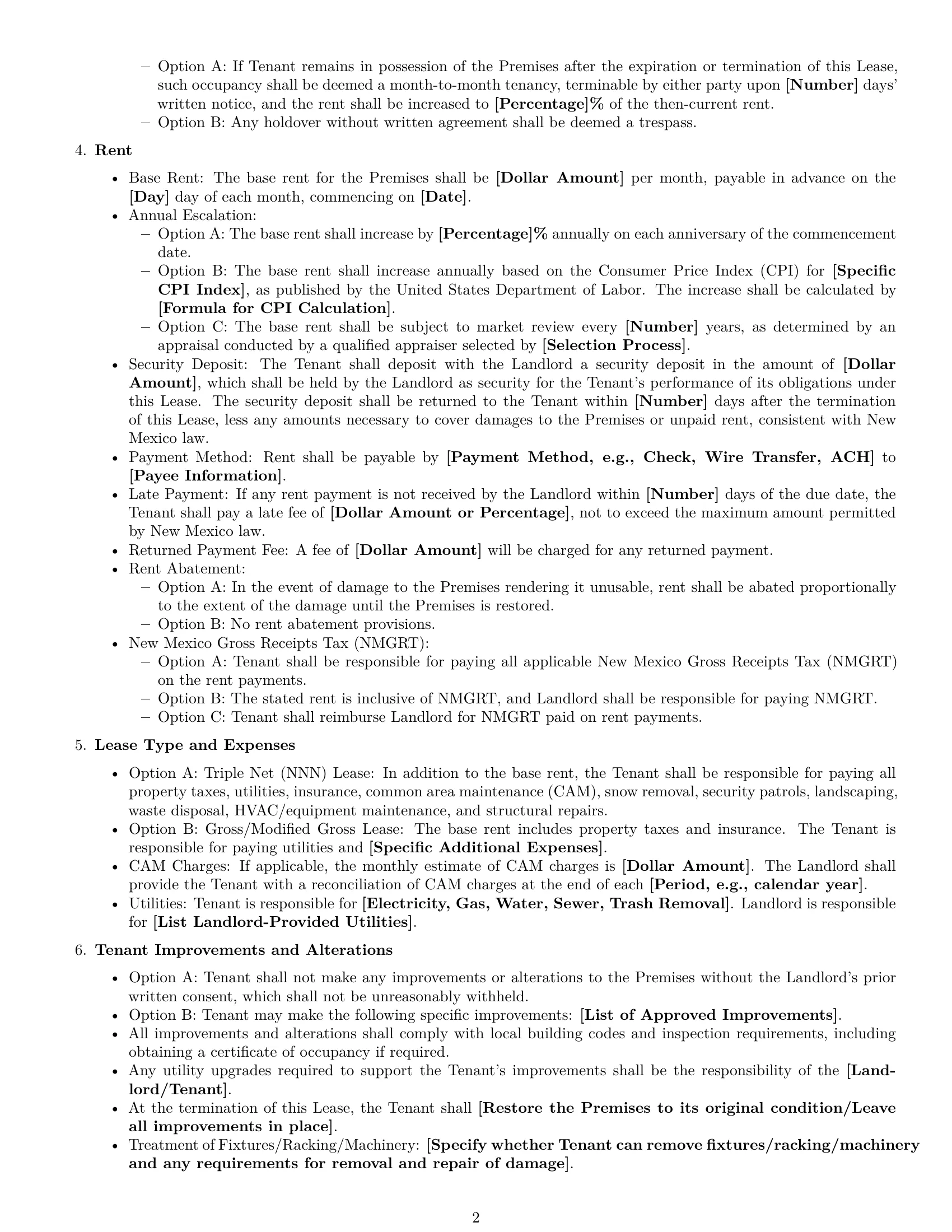 Preview page 2 of Free New Mexico warehouse lease agreement template