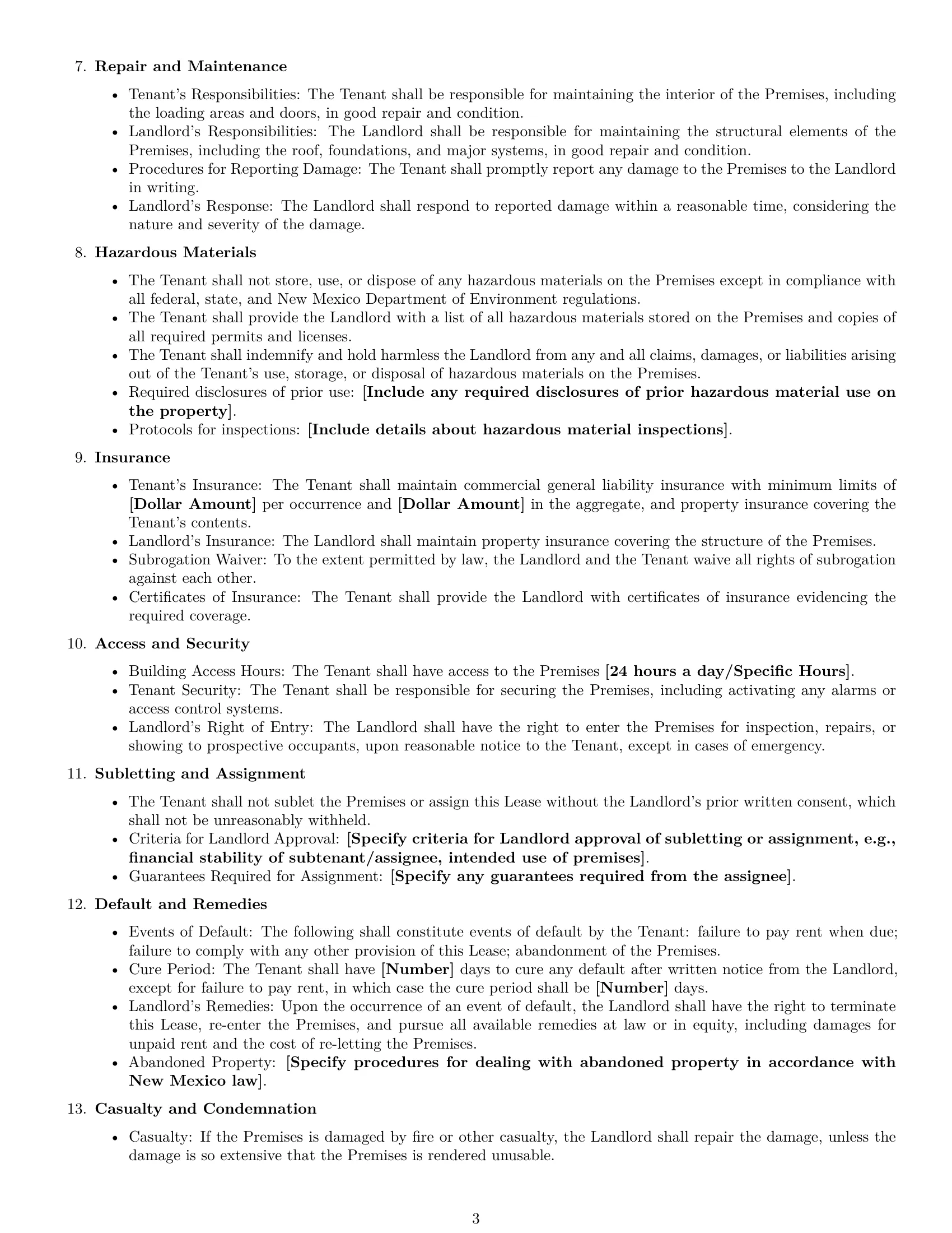 Preview page 3 of Free New Mexico warehouse lease agreement template