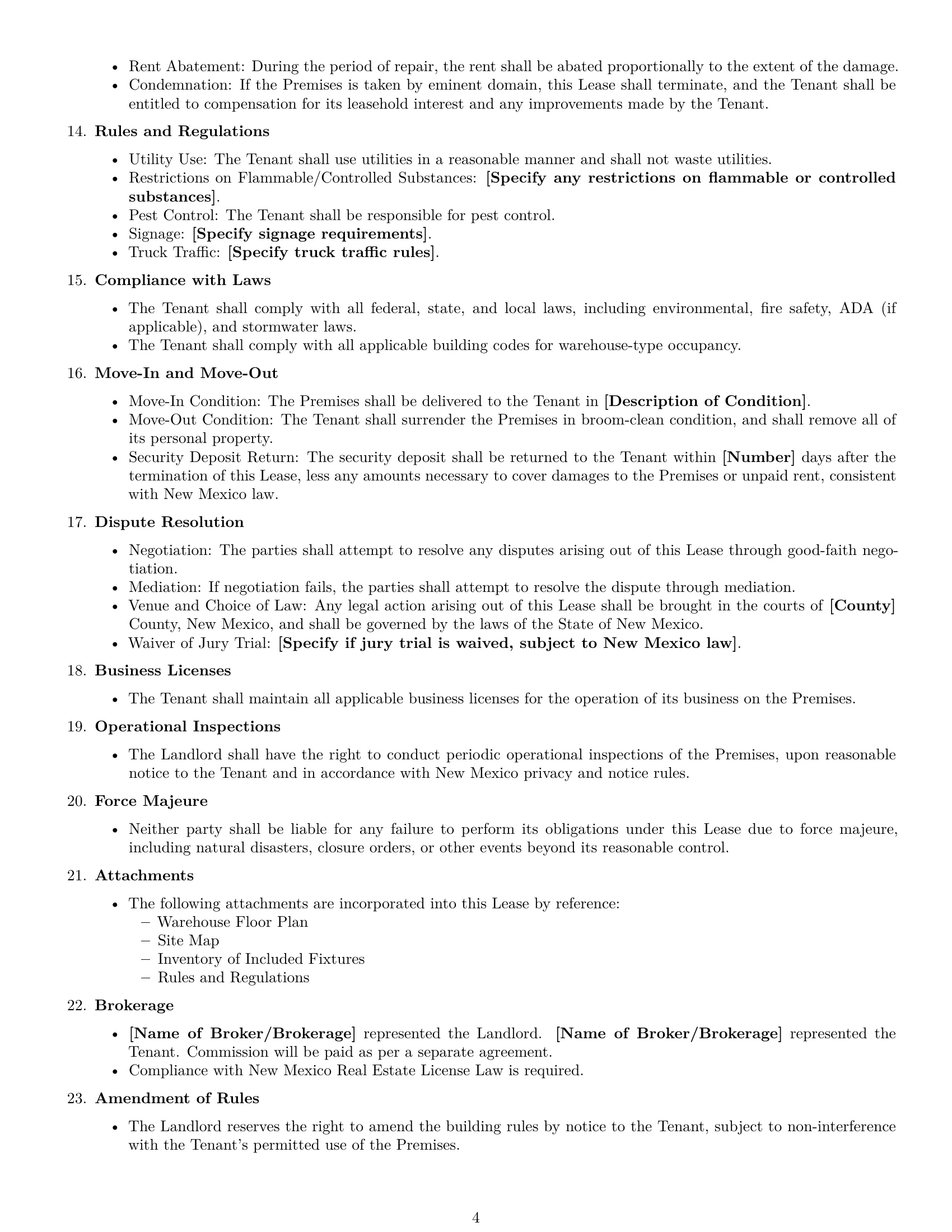 Preview page 4 of Free New Mexico warehouse lease agreement template