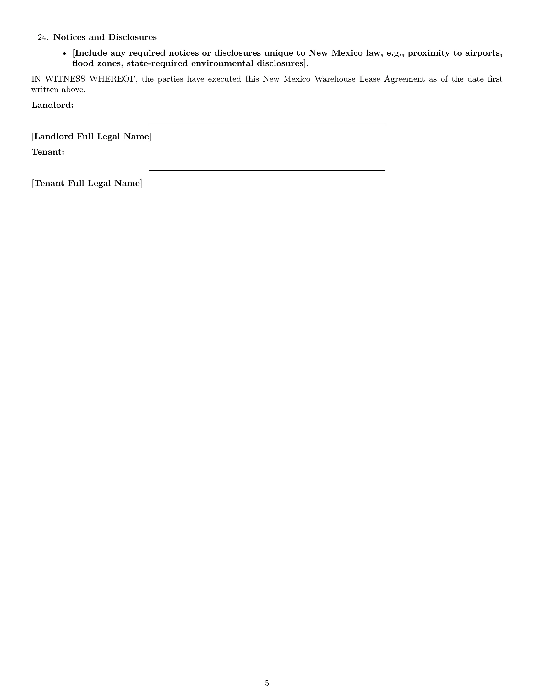 Preview page 5 of Free New Mexico warehouse lease agreement template