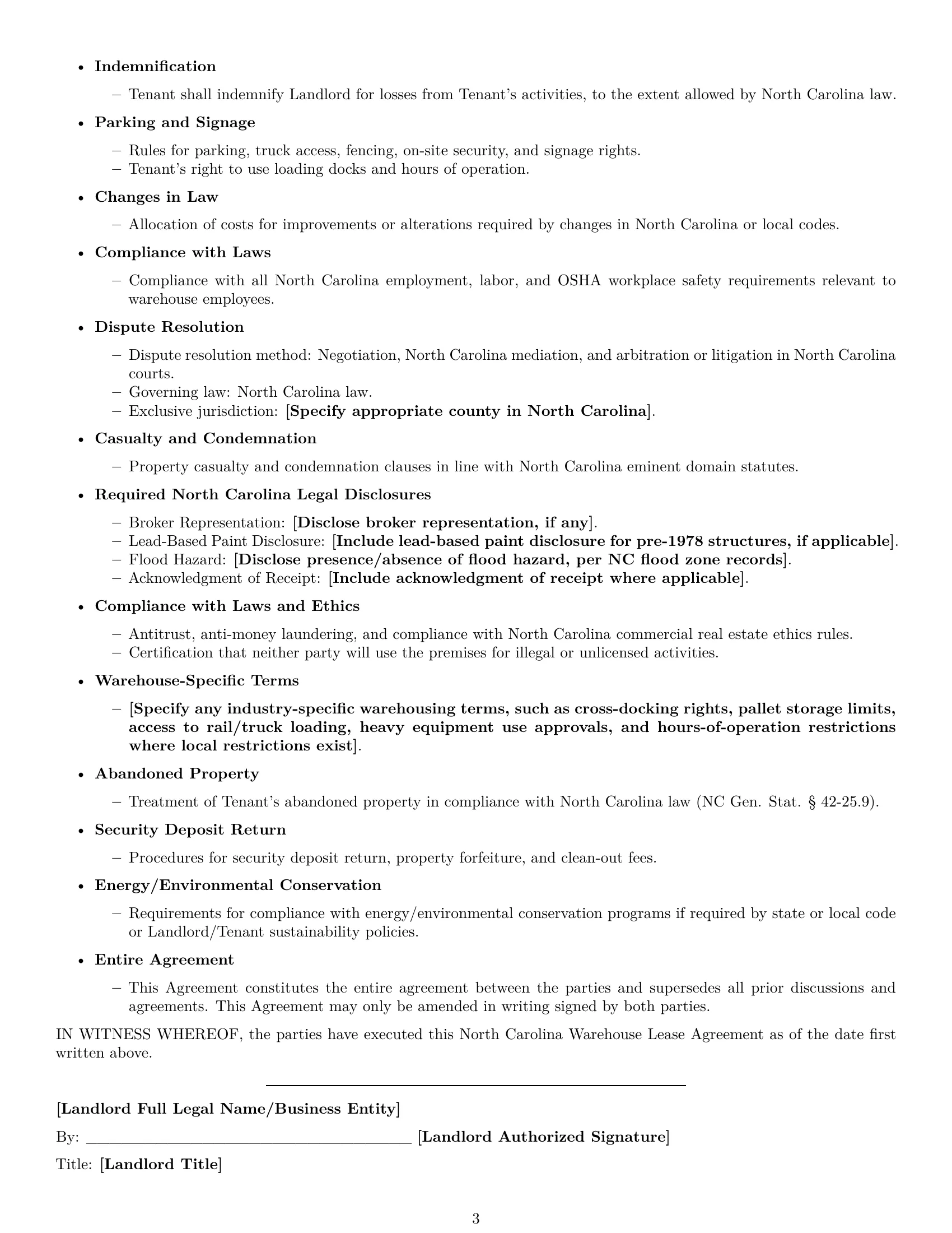 Preview page 3 of Free North Carolina warehouse lease agreement template