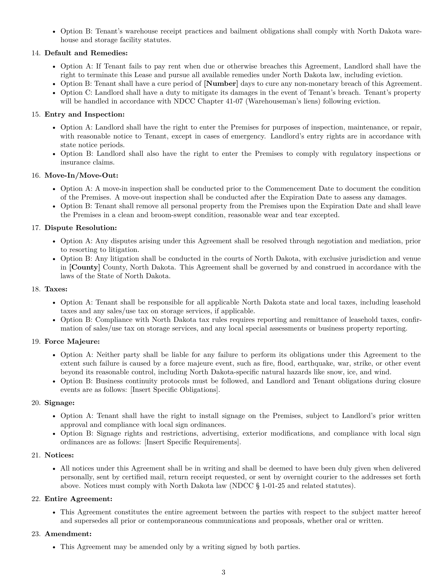 Preview page 3 of Free North Dakota warehouse lease agreement template