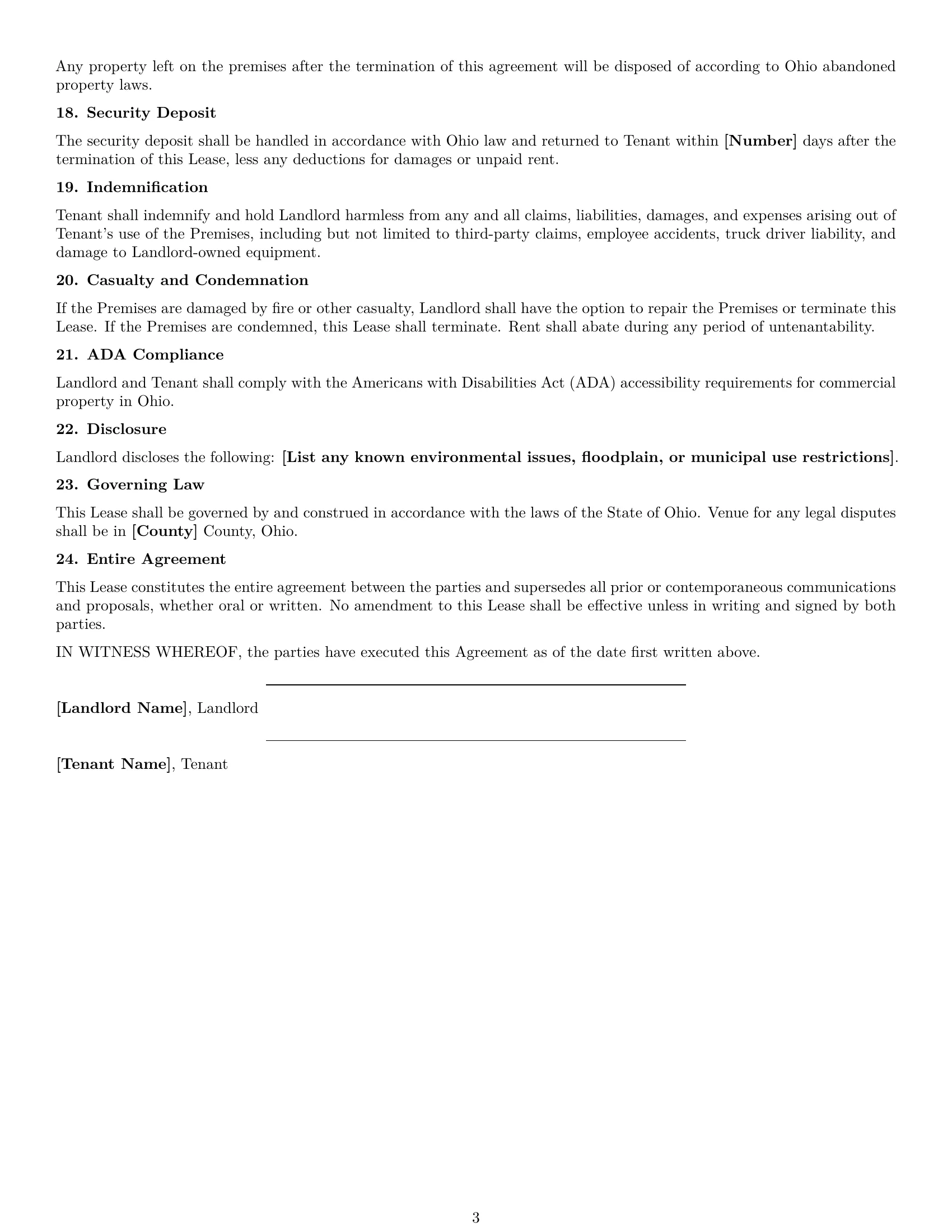 Preview page 3 of Free Ohio warehouse lease agreement template