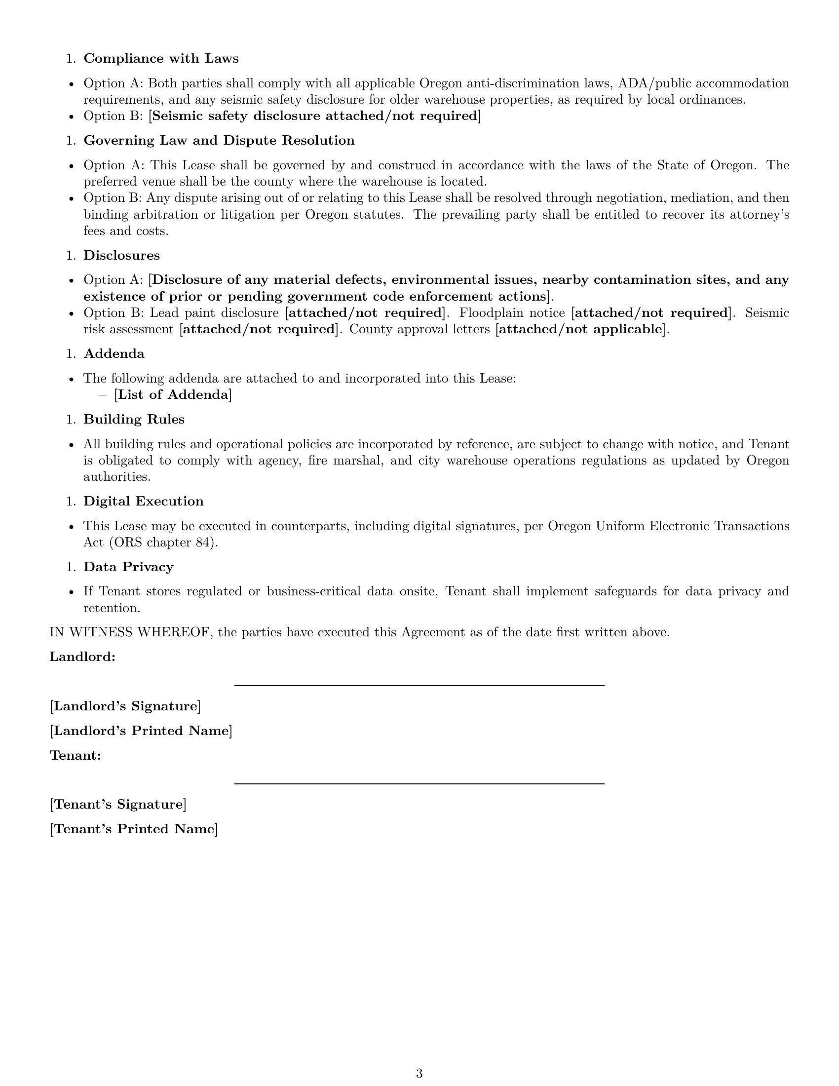 Preview page 3 of Free Oregon warehouse lease agreement template