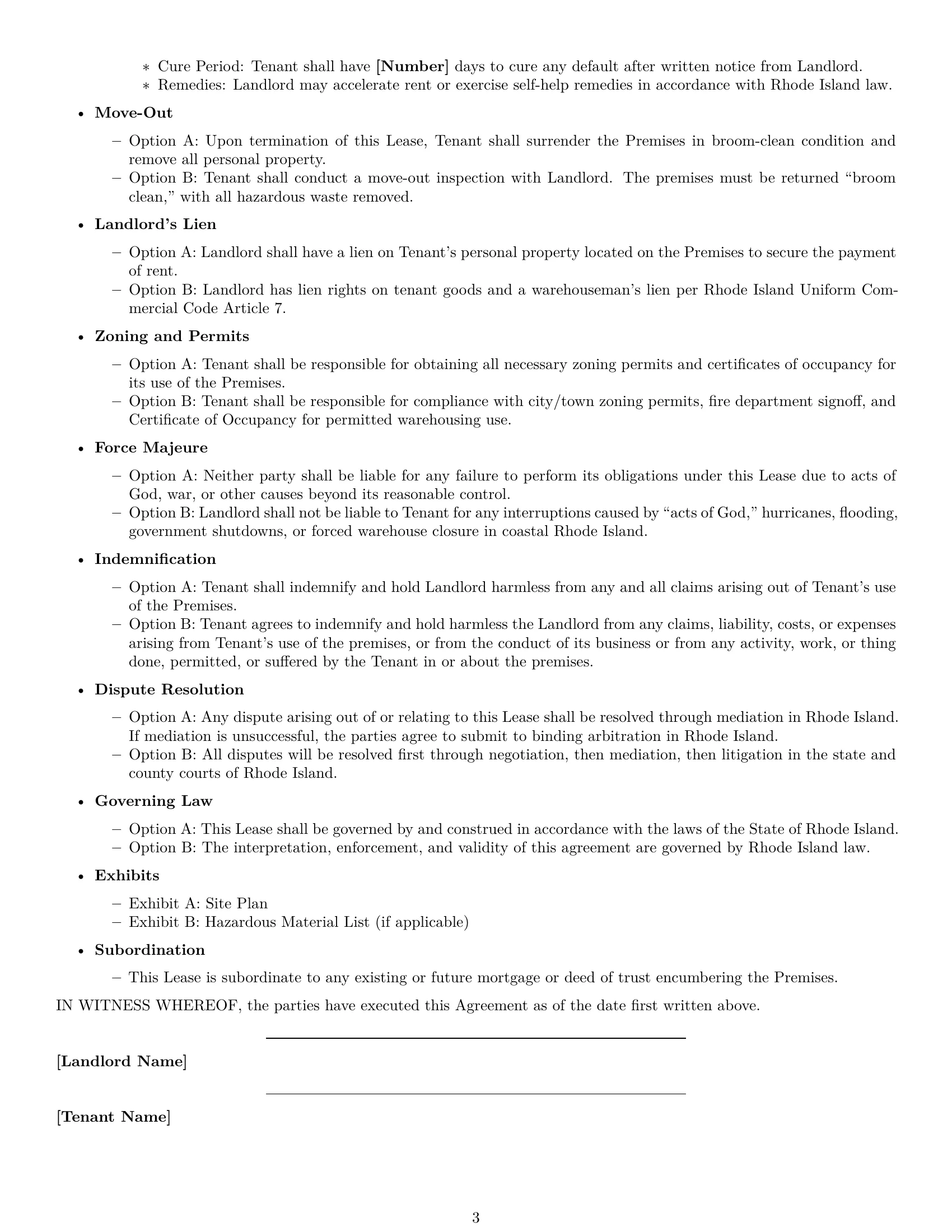 Preview page 3 of Free Rhode Island warehouse lease agreement template