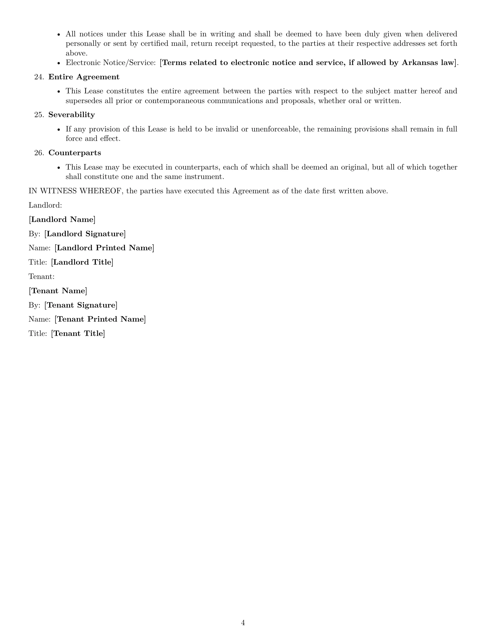 Preview page 4 of Free Arkansas warehouse lease agreement template