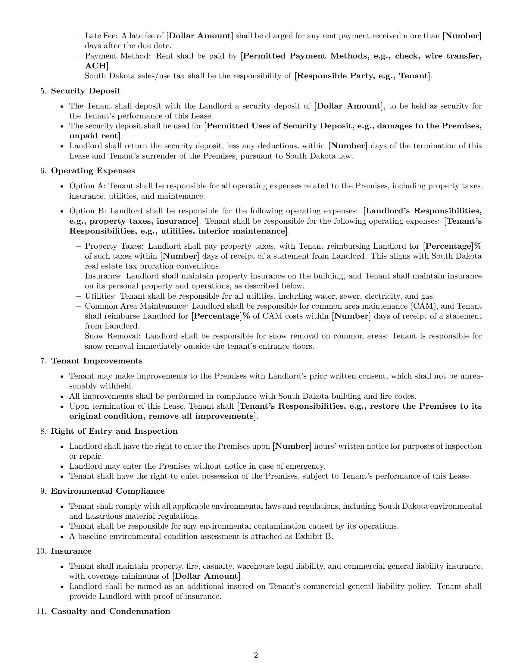 Preview page 2 of Free South Dakota warehouse lease agreement template