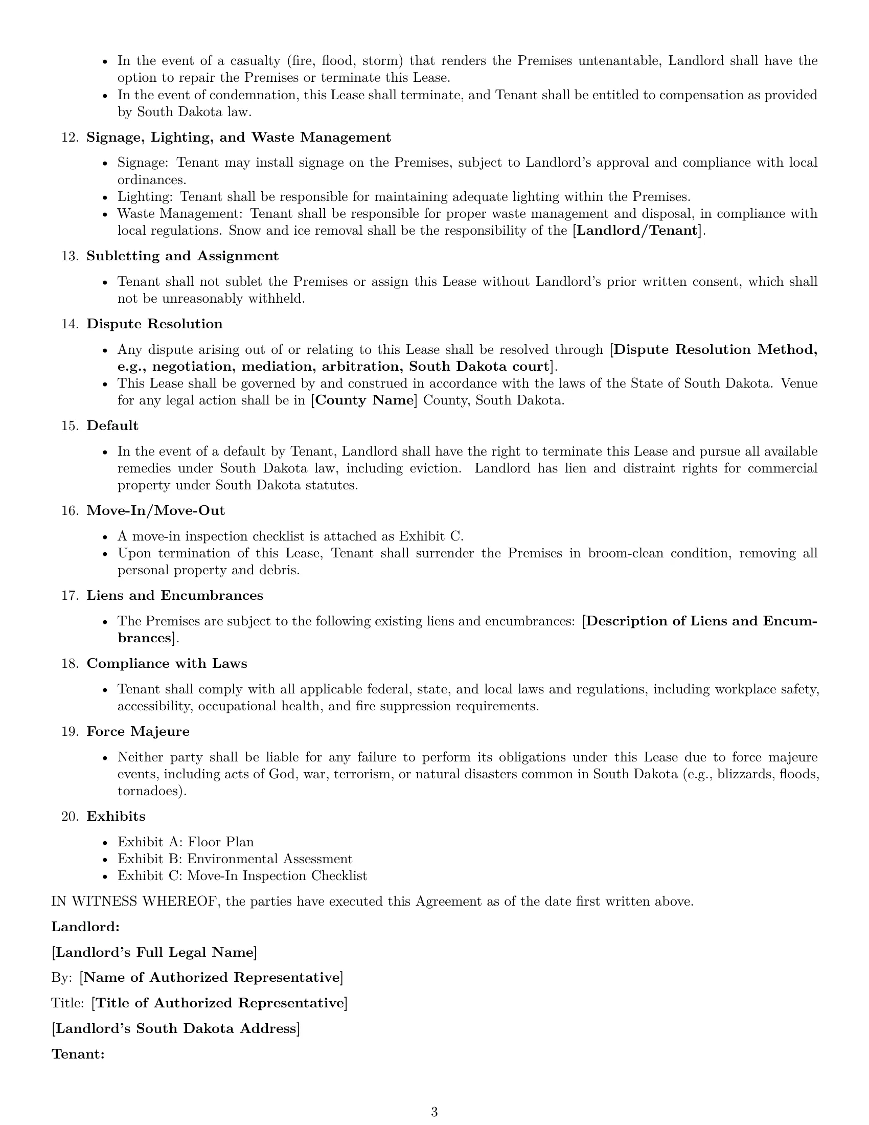 Preview page 3 of Free South Dakota warehouse lease agreement template
