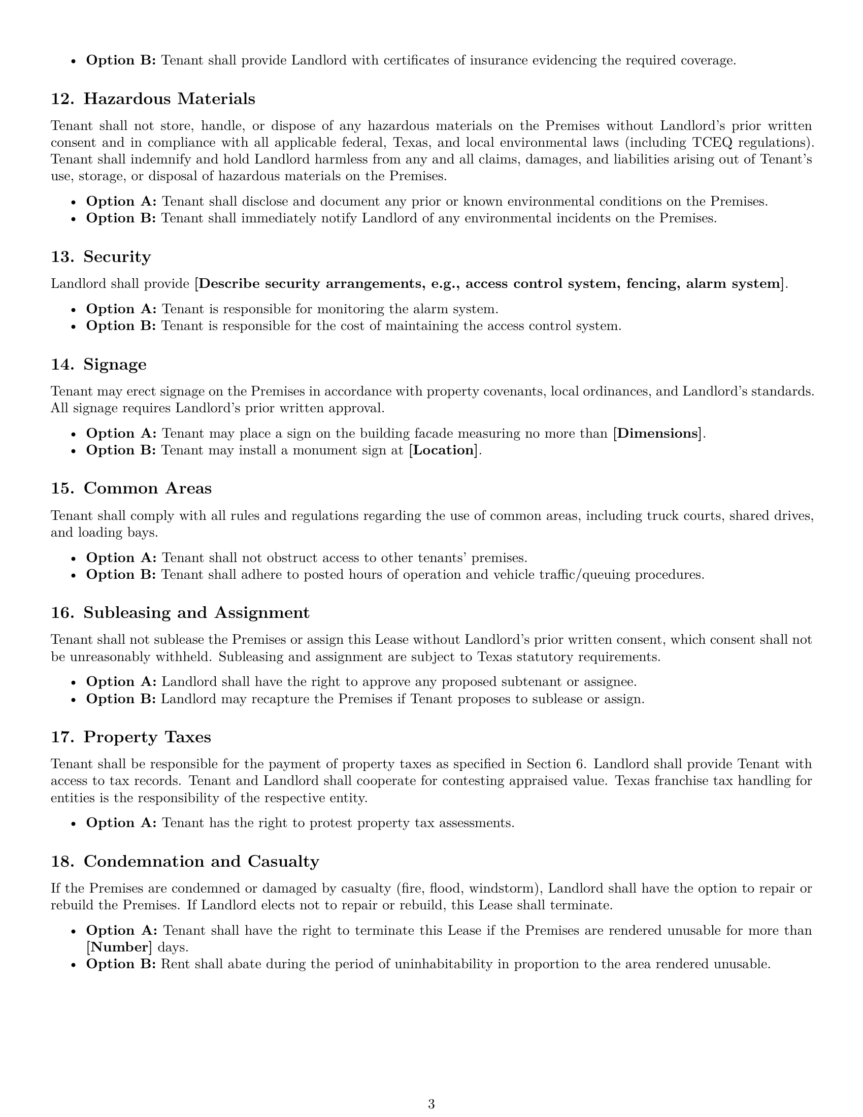 Preview page 3 of Free Texas warehouse lease agreement template