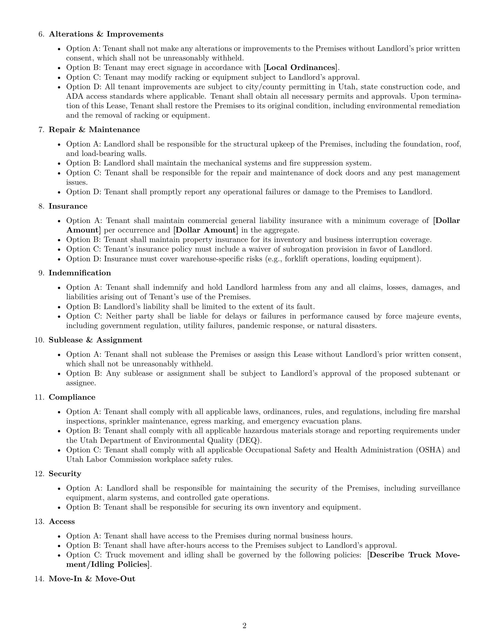 Preview page 2 of Free Utah warehouse lease agreement template