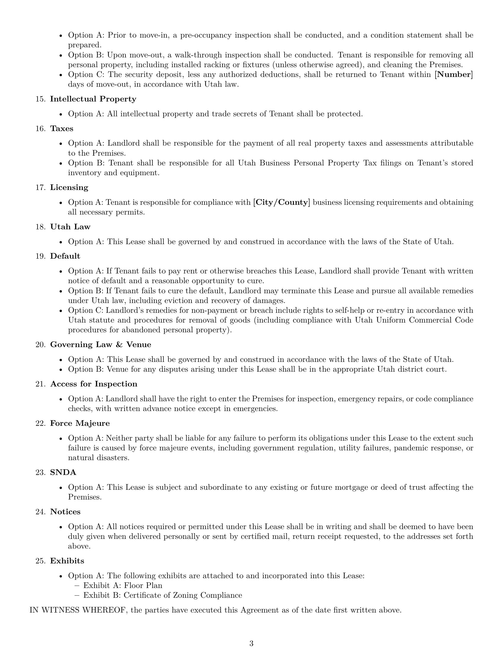 Preview page 3 of Free Utah warehouse lease agreement template