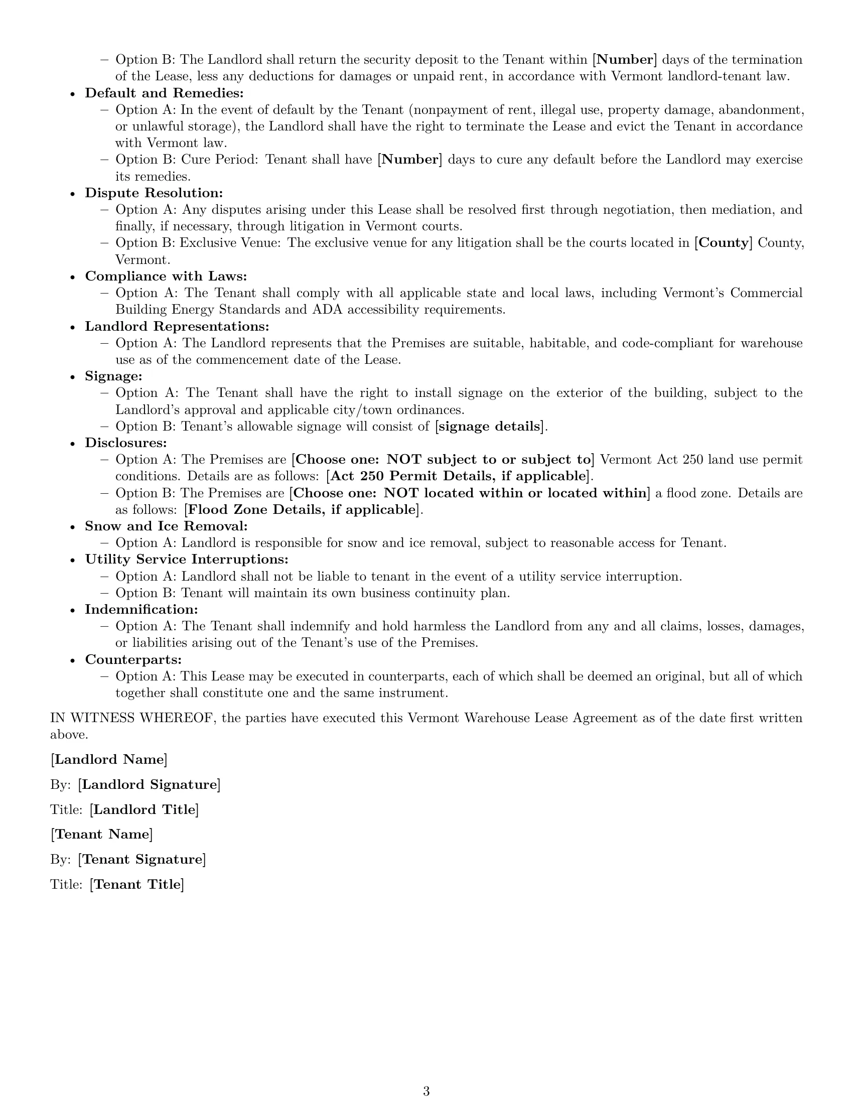 Preview page 3 of Free Vermont warehouse lease agreement template