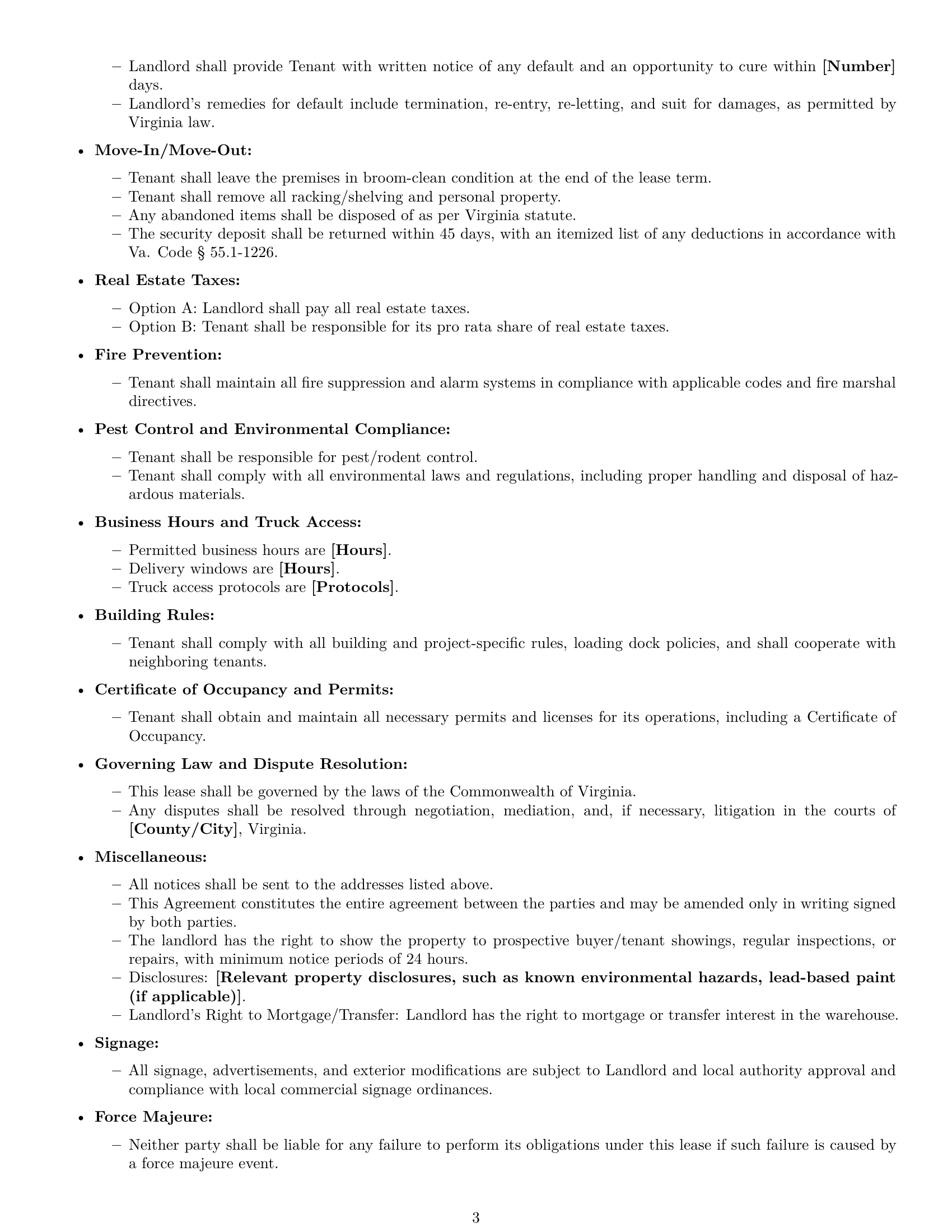 Preview page 3 of Free Virginia warehouse lease agreement template