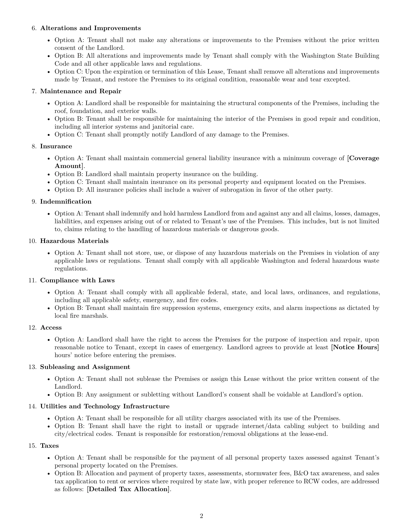 Preview page 2 of Free Washington warehouse lease agreement template