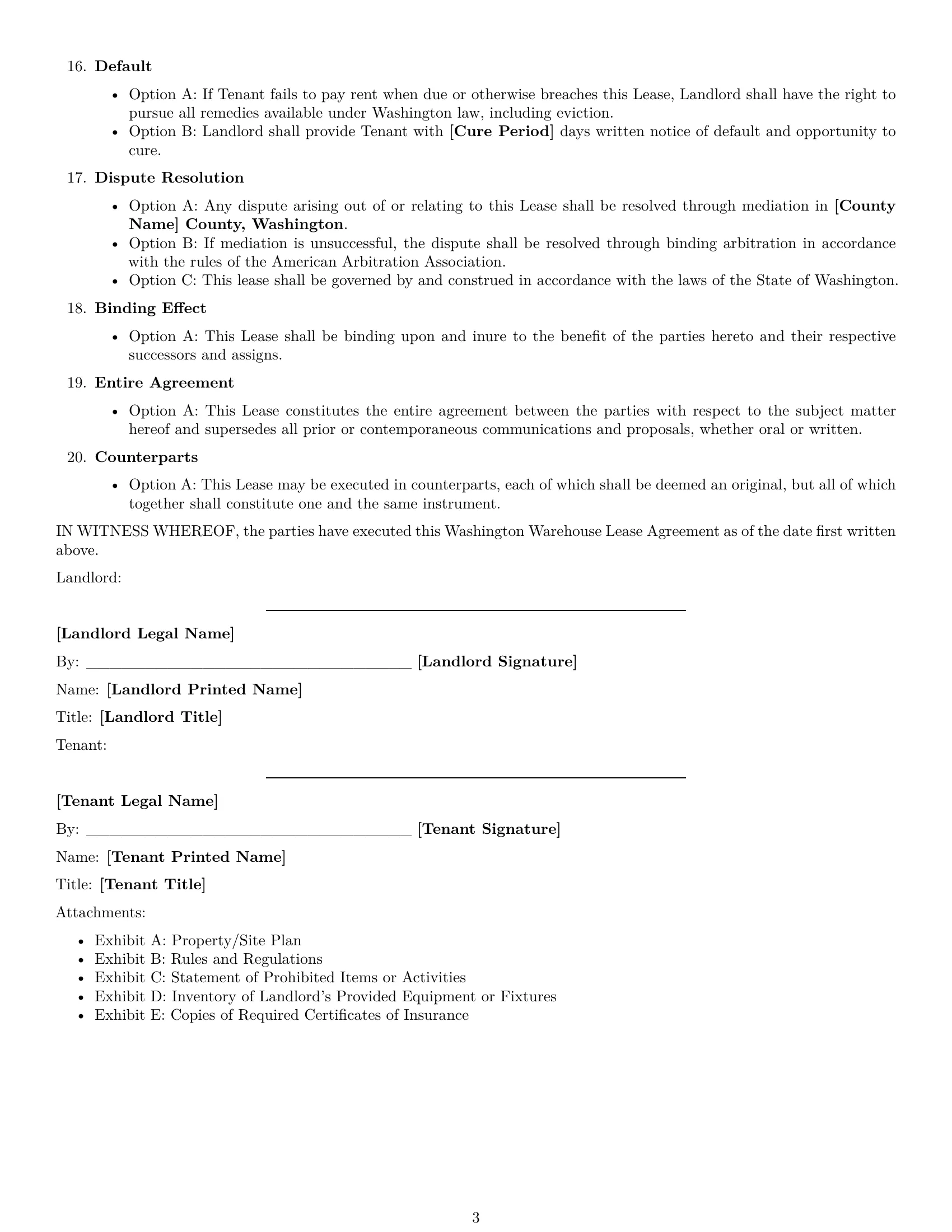 Preview page 3 of Free Washington warehouse lease agreement template
