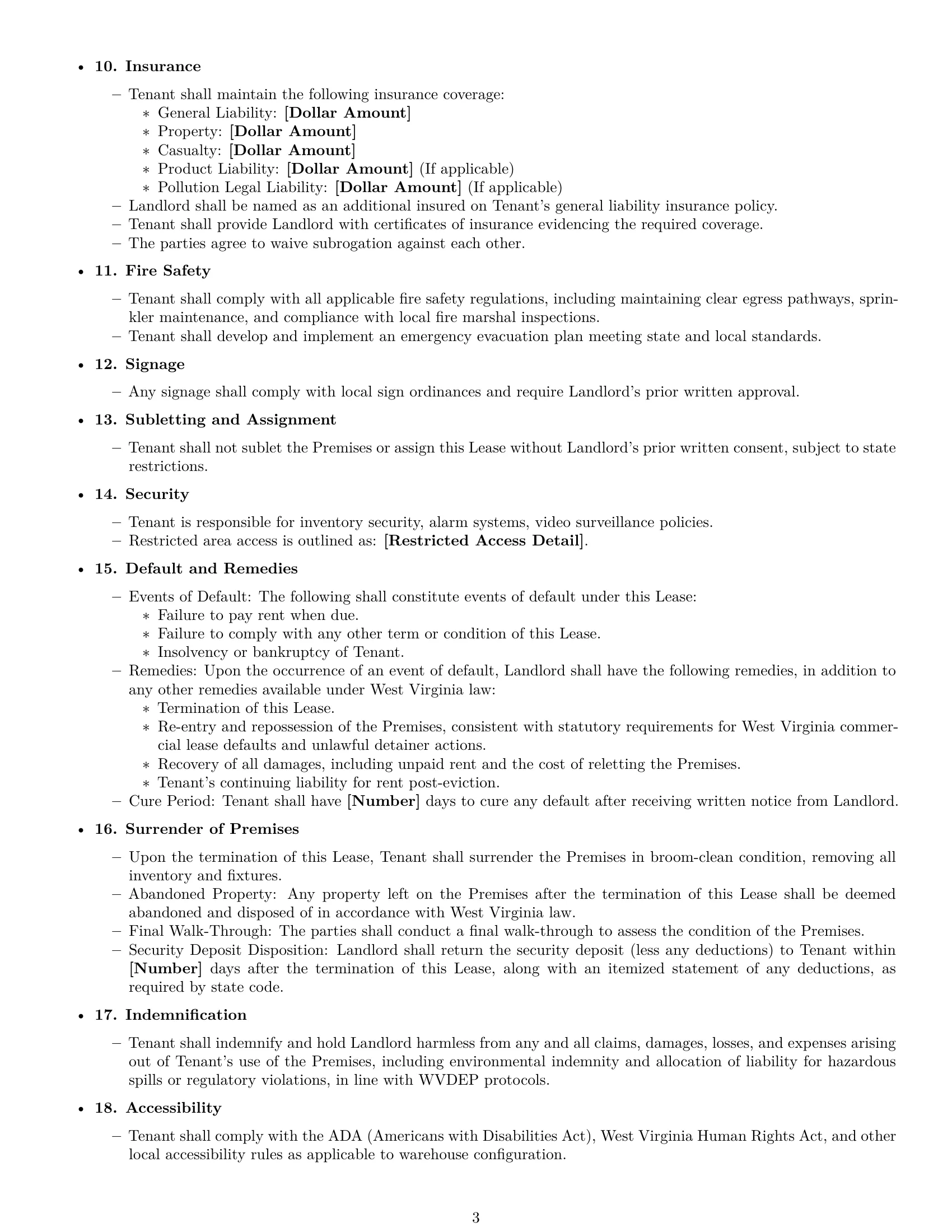 Preview page 3 of Free West Virginia warehouse lease agreement template