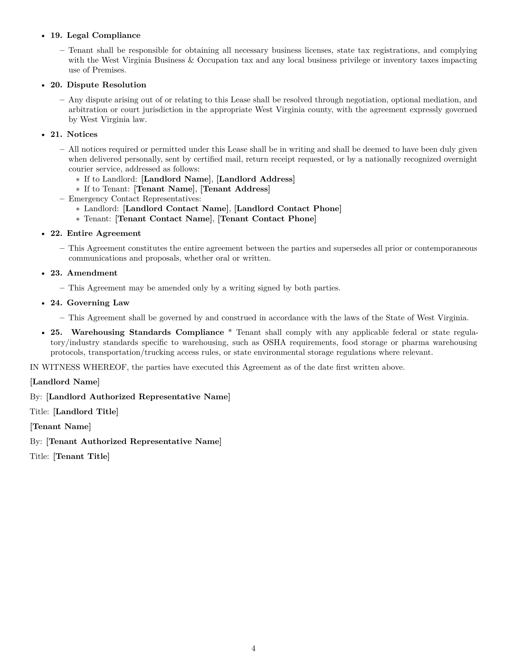 Preview page 4 of Free West Virginia warehouse lease agreement template