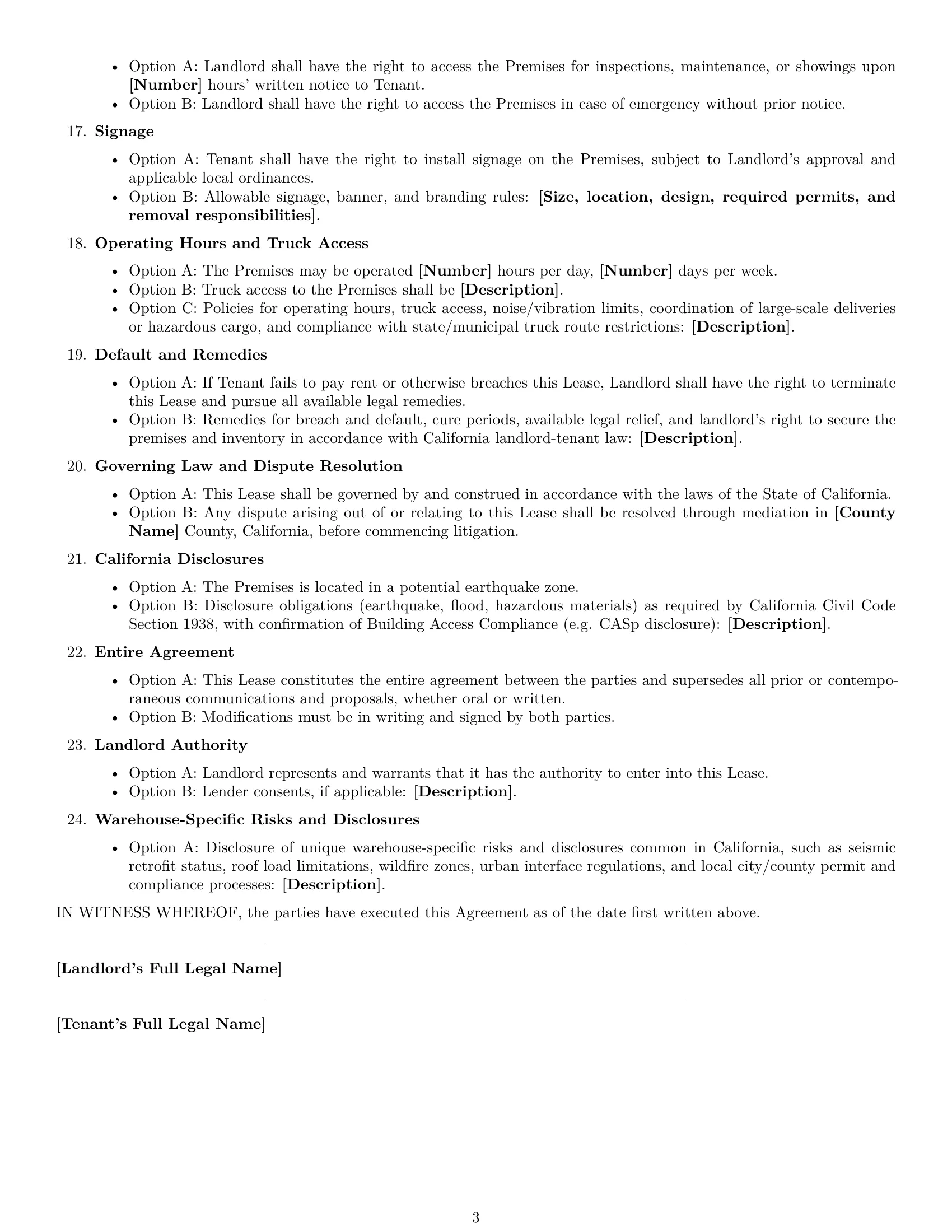 Preview page 3 of Free California warehouse lease agreement template