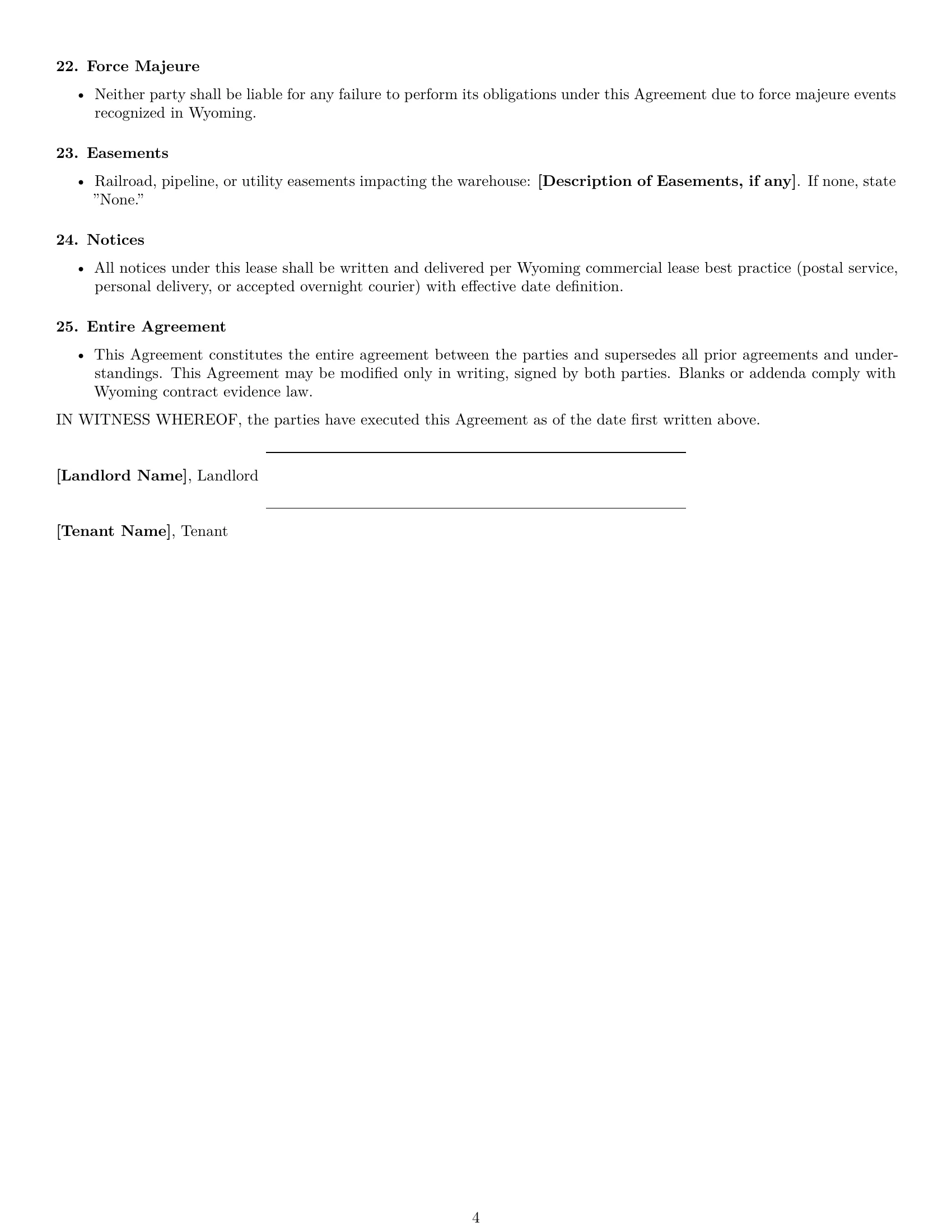 Preview page 4 of Free Wyoming warehouse lease agreement template