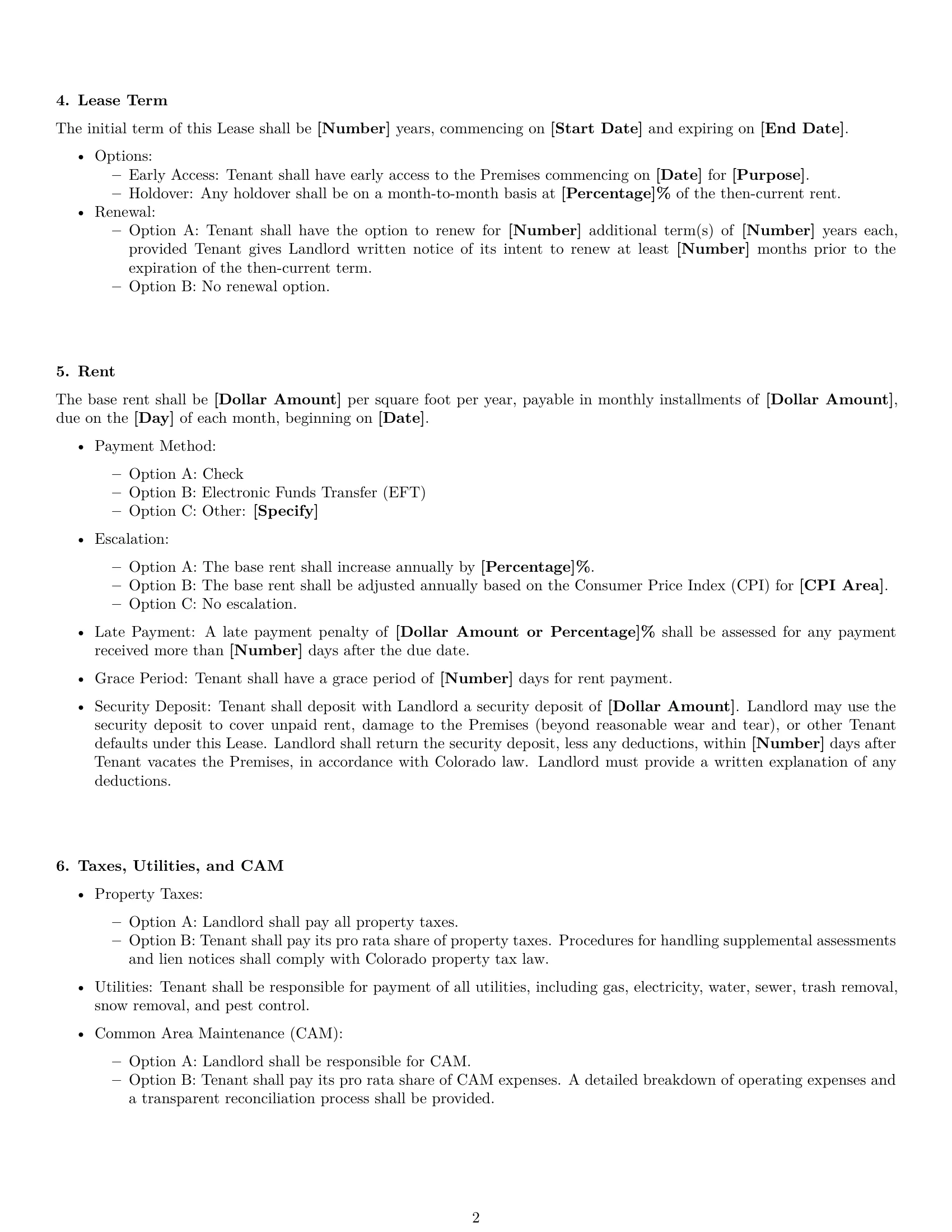 Preview page 2 of Free Colorado warehouse lease agreement template