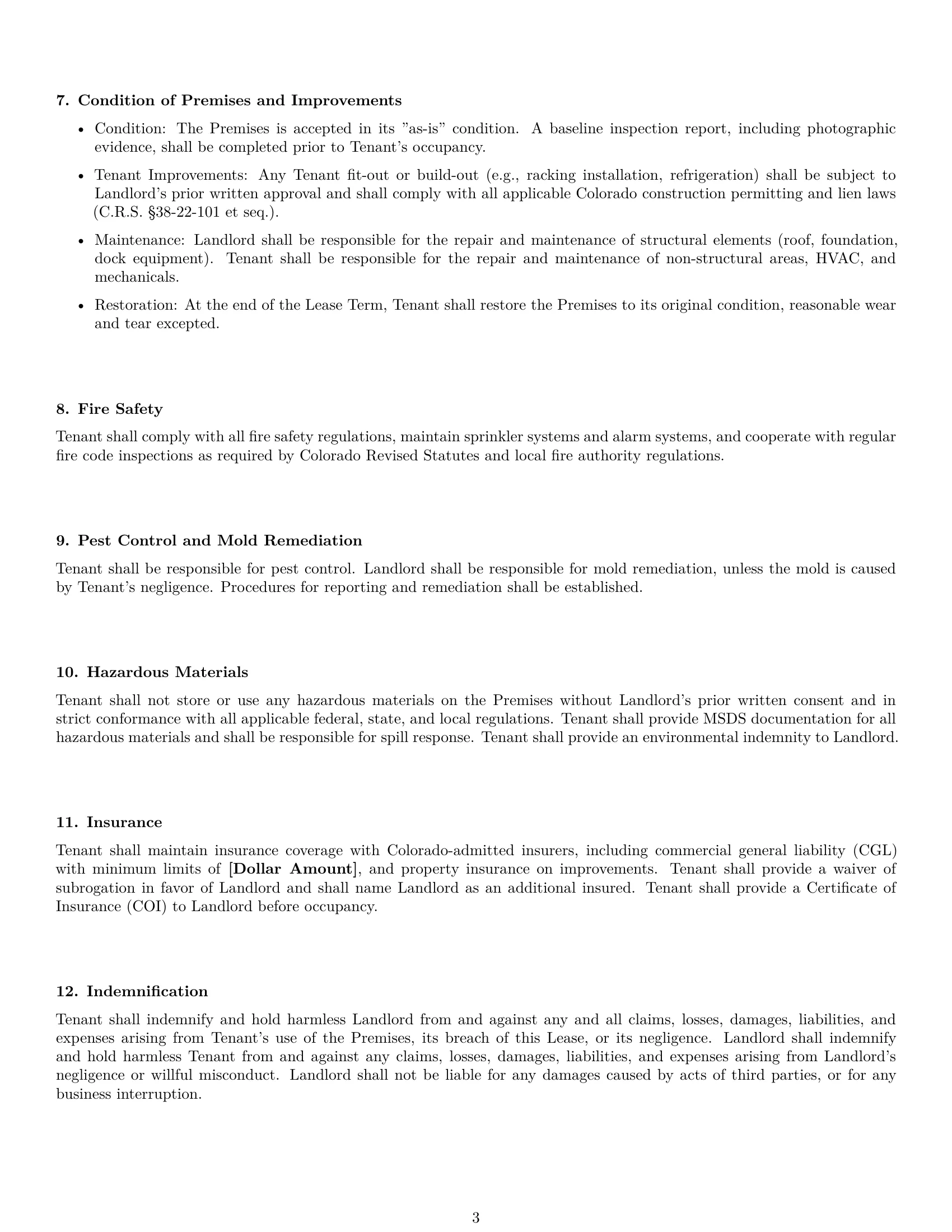 Preview page 3 of Free Colorado warehouse lease agreement template
