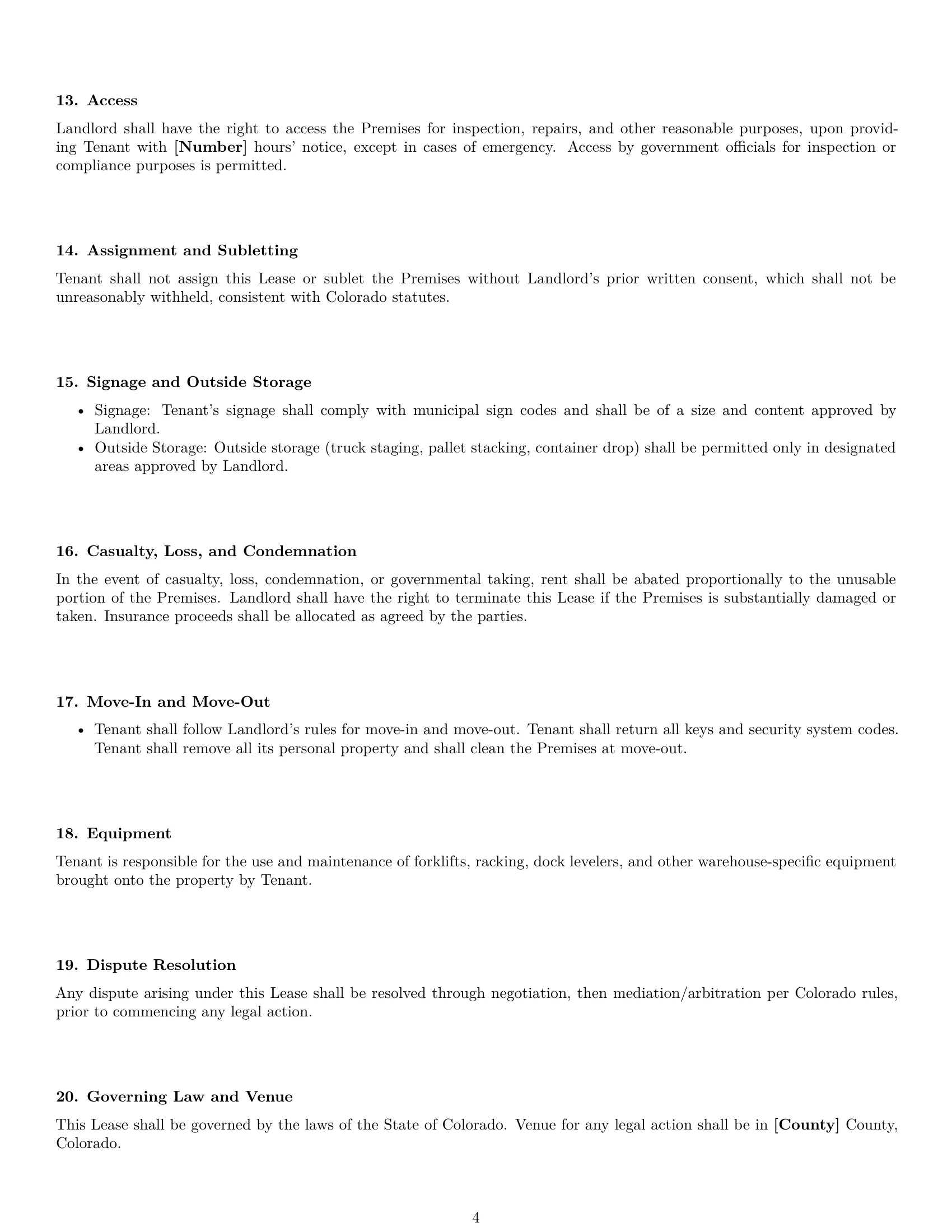 Preview page 4 of Free Colorado warehouse lease agreement template
