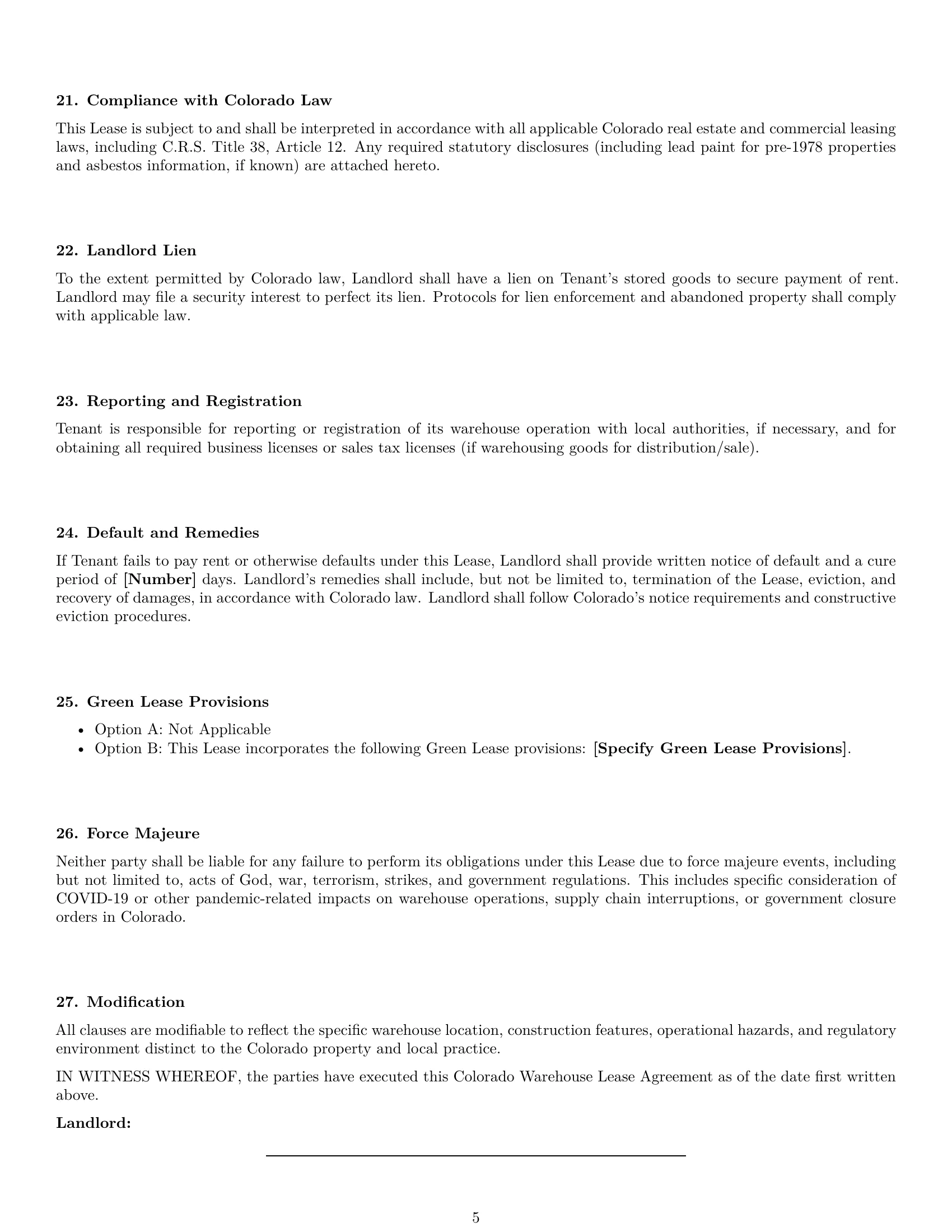 Preview page 5 of Free Colorado warehouse lease agreement template