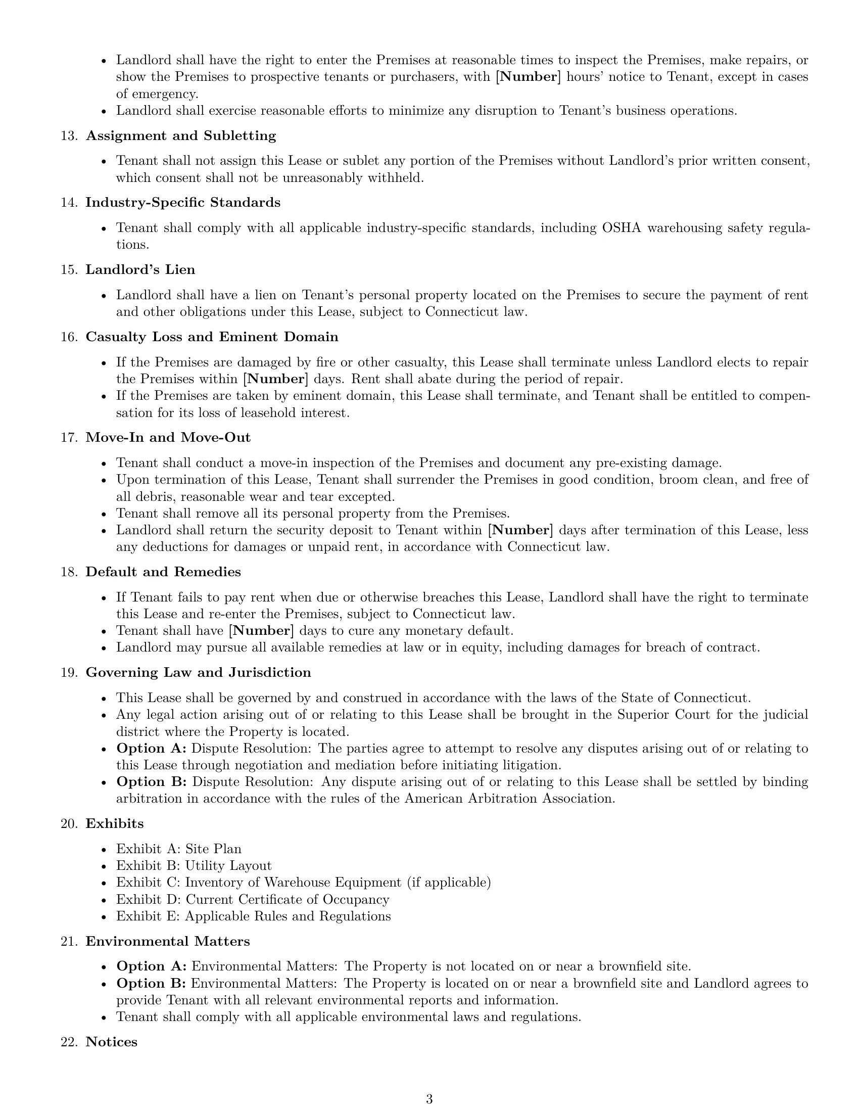 Preview page 3 of Free Connecticut warehouse lease agreement template