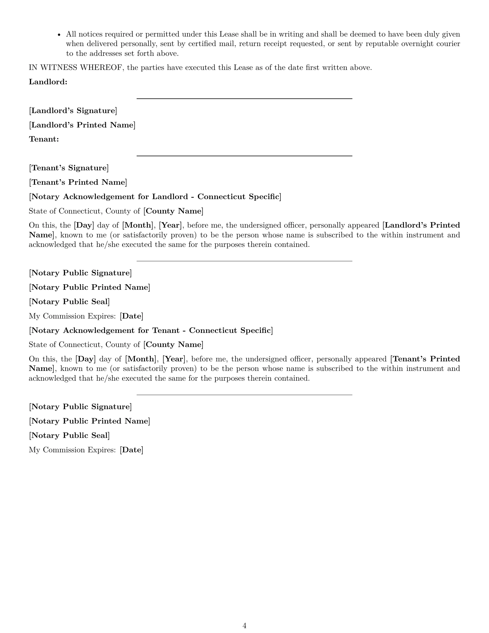Preview page 4 of Free Connecticut warehouse lease agreement template