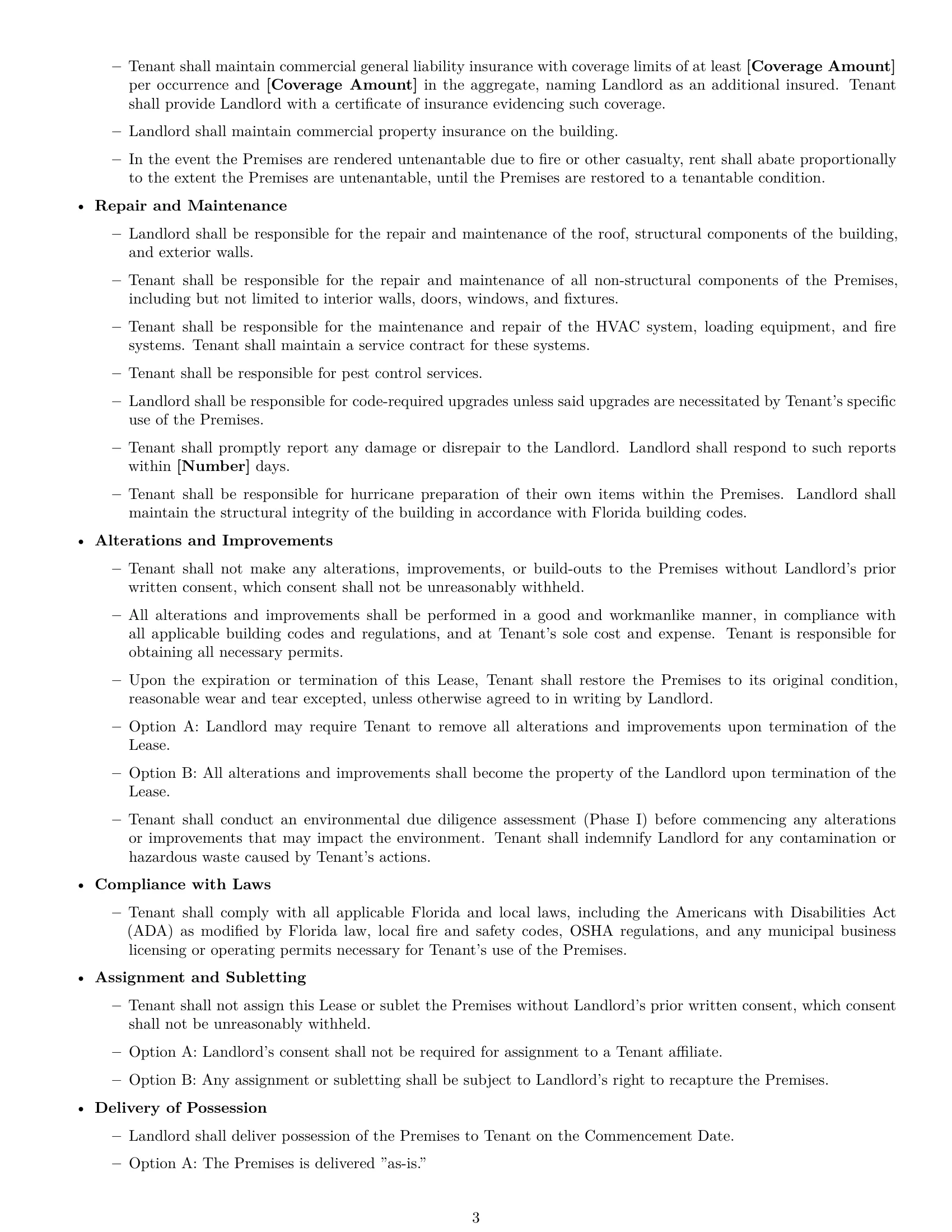 Preview page 3 of Free Florida warehouse lease agreement template