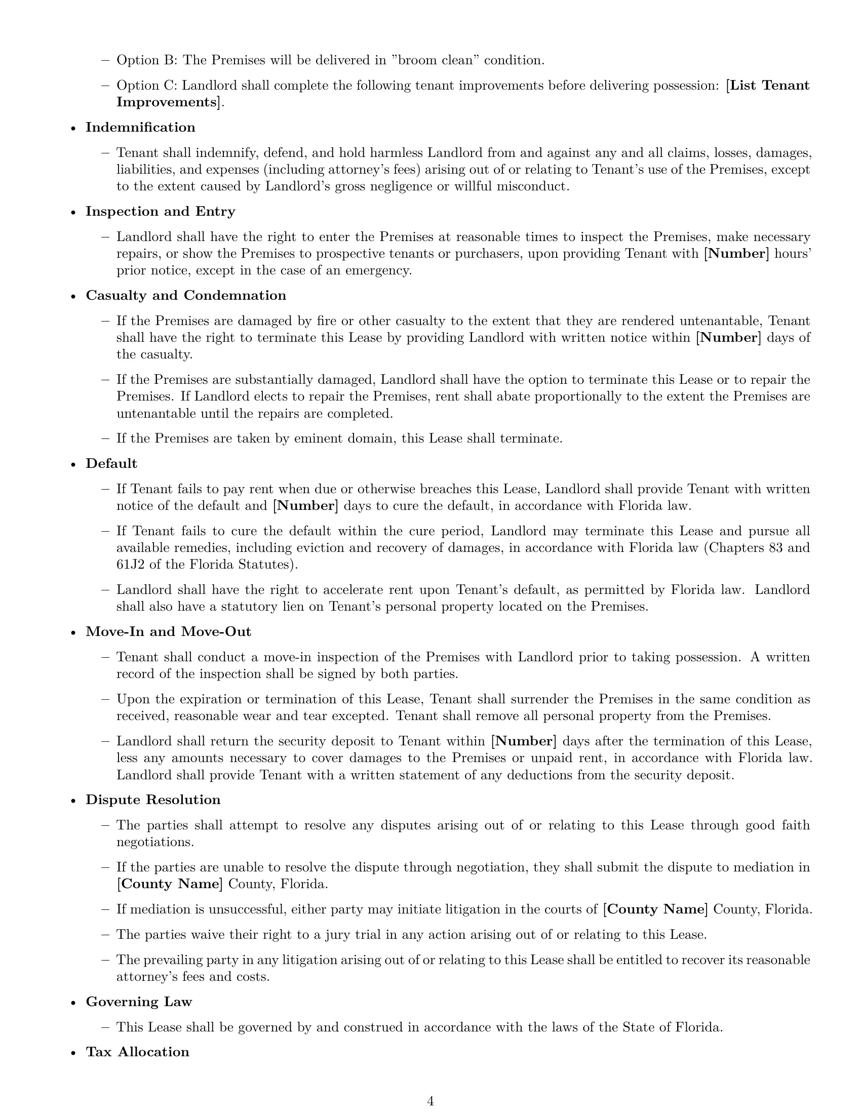 Preview page 4 of Free Florida warehouse lease agreement template