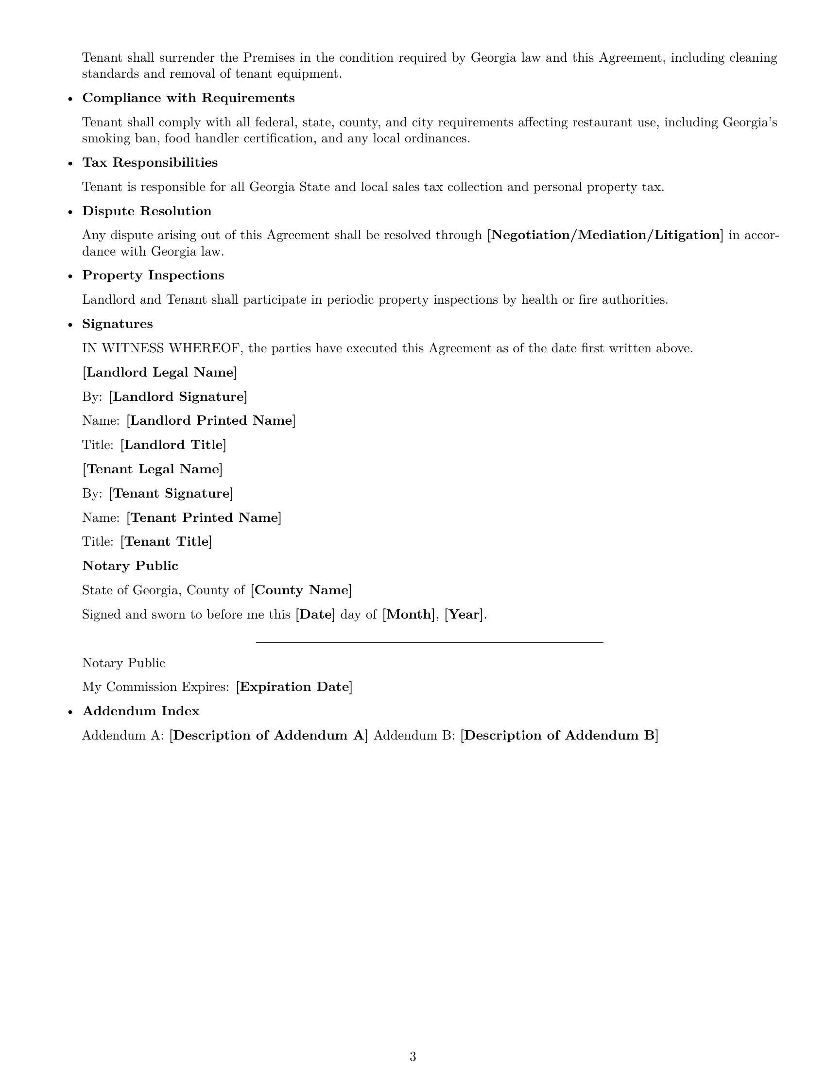 Preview page 3 of Free Georgia restaurant lease agreement template
