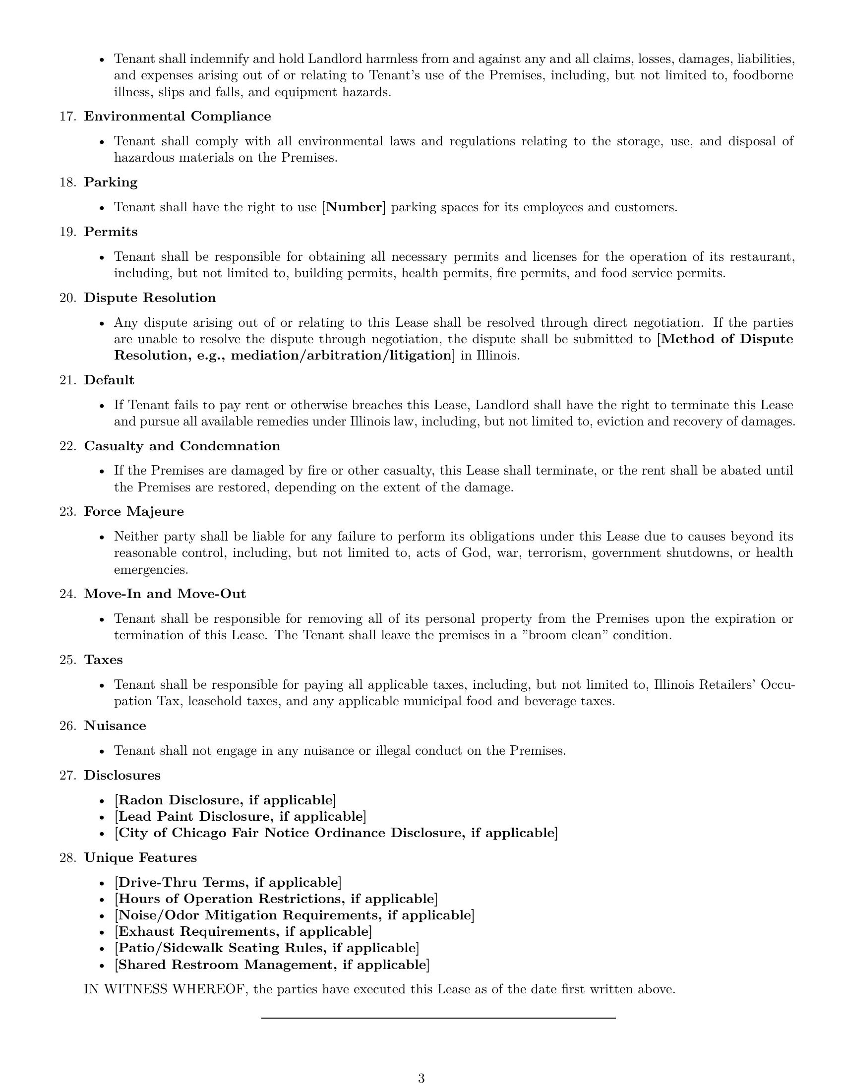 Preview page 3 of Free Illinois restaurant lease agreement template