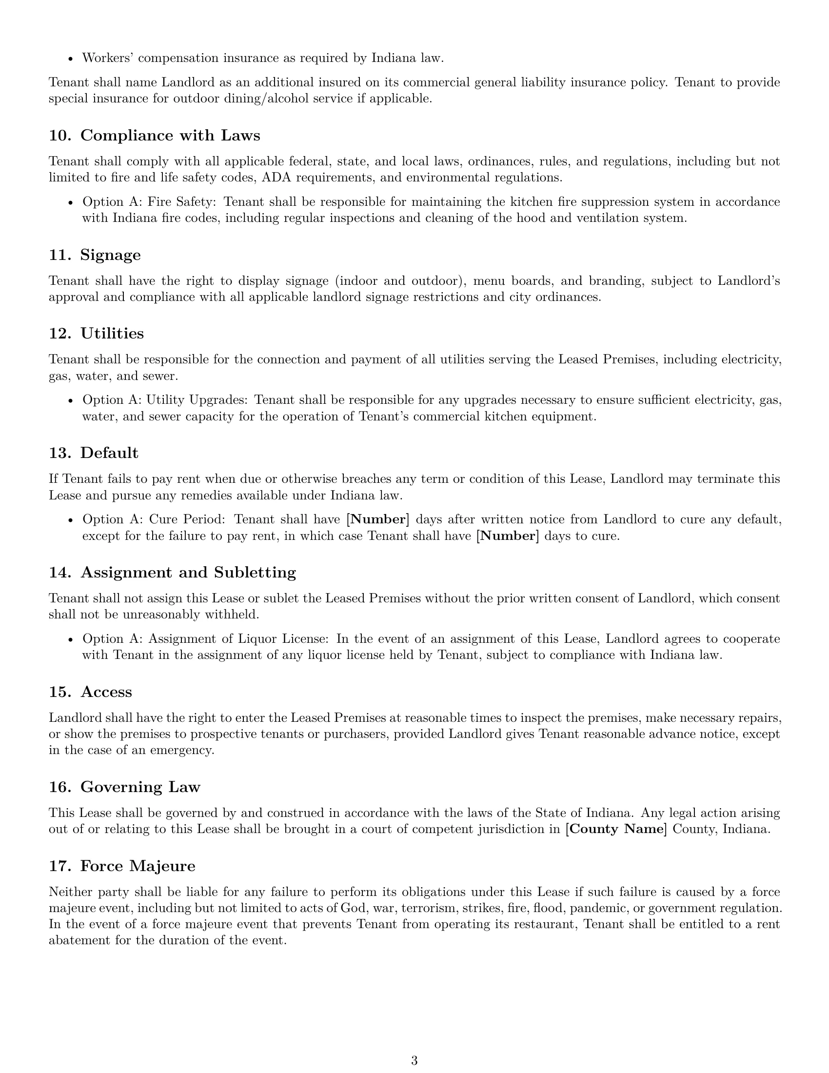 Preview page 3 of Free Indiana restaurant lease agreement template