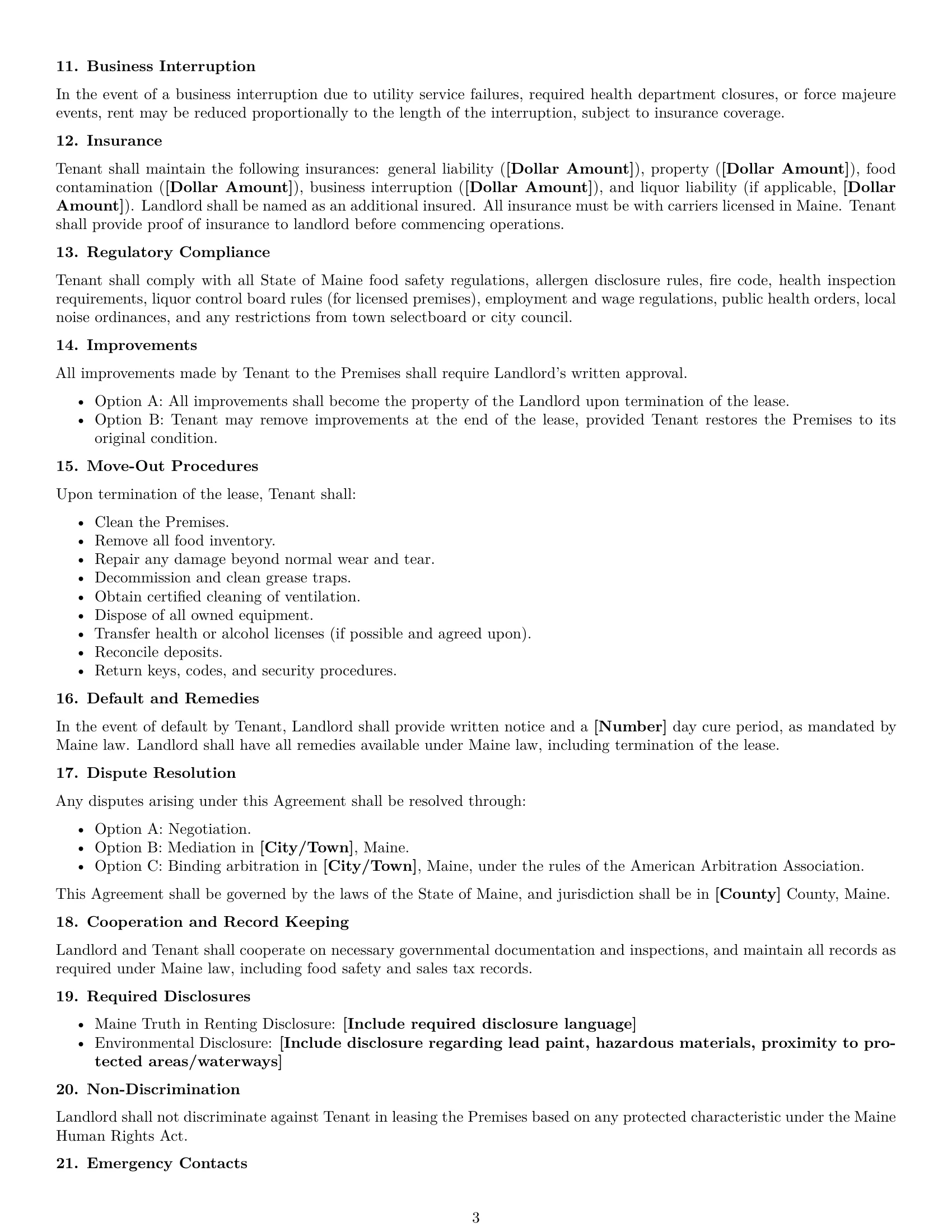 Preview page 3 of Free Maine restaurant lease agreement template