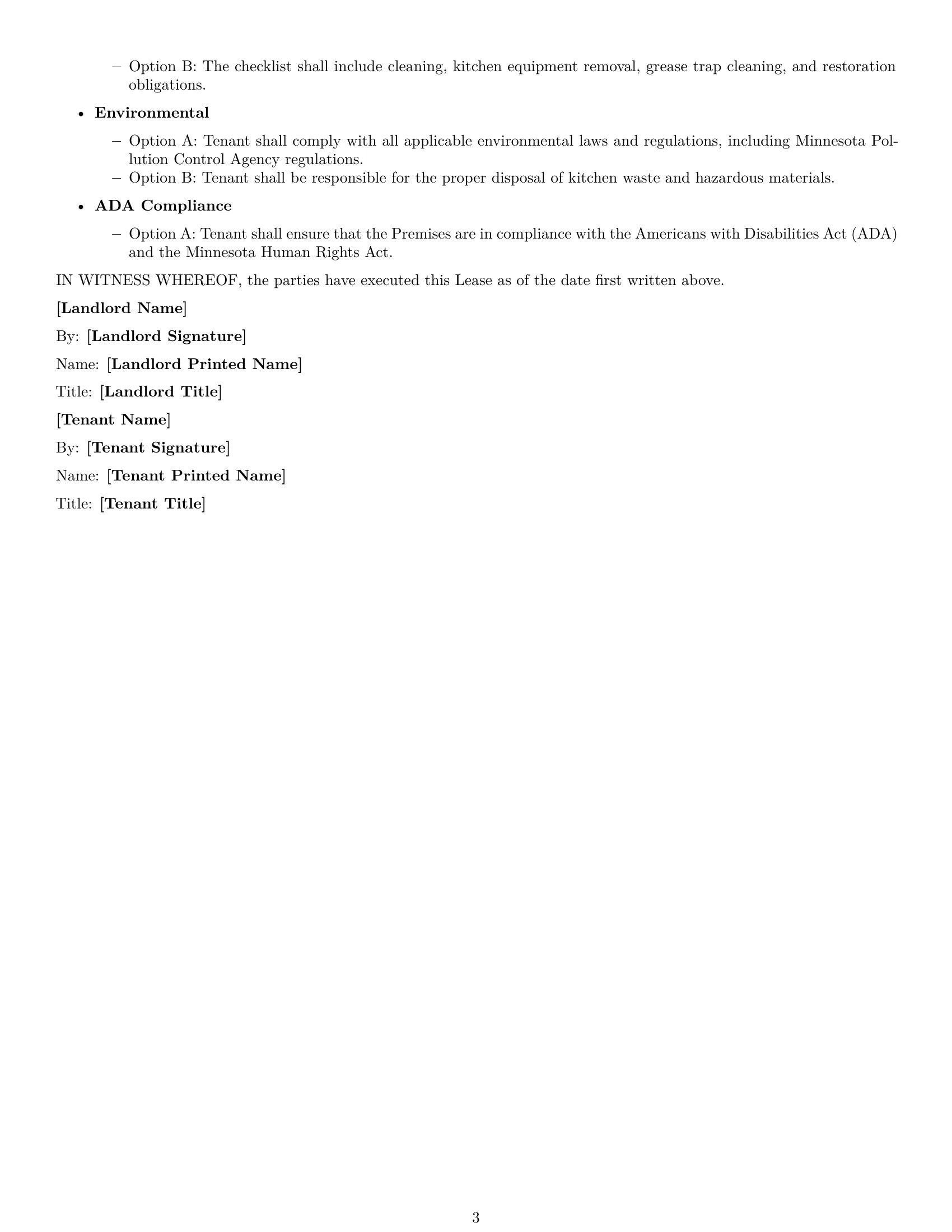 Preview page 3 of Free Minnesota restaurant lease agreement template