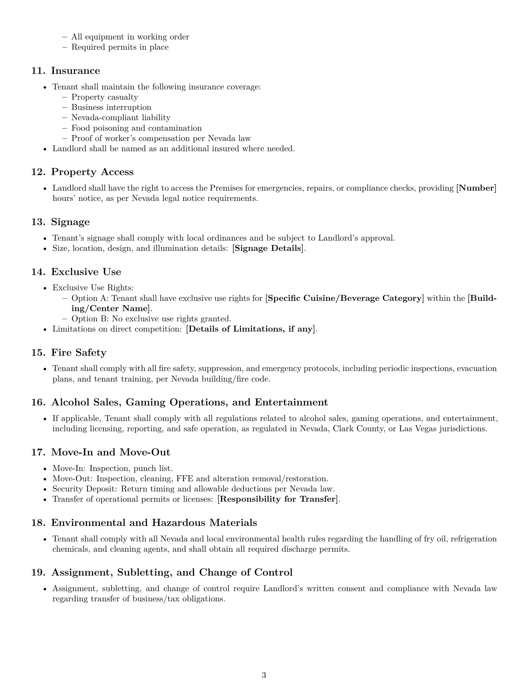 Preview page 3 of Free Nevada restaurant lease agreement template
