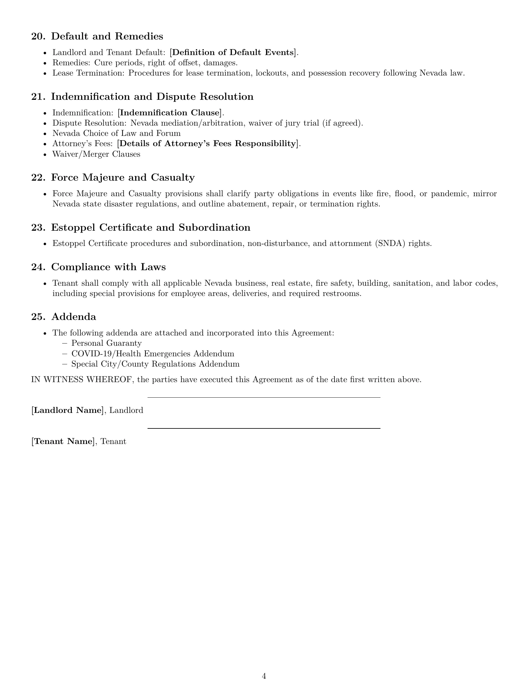 Preview page 4 of Free Nevada restaurant lease agreement template