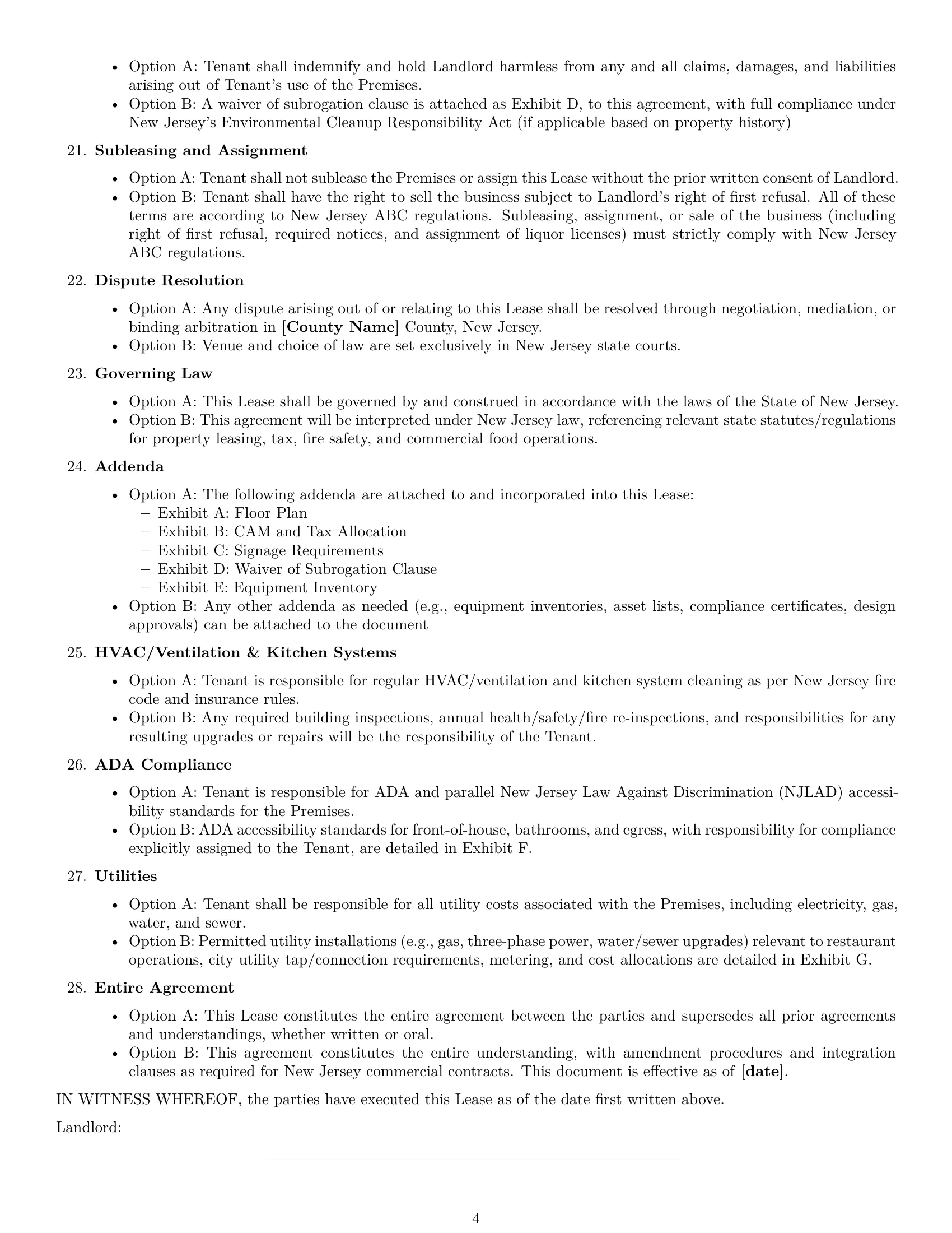 Preview page 4 of Free New Jersey restaurant lease agreement template