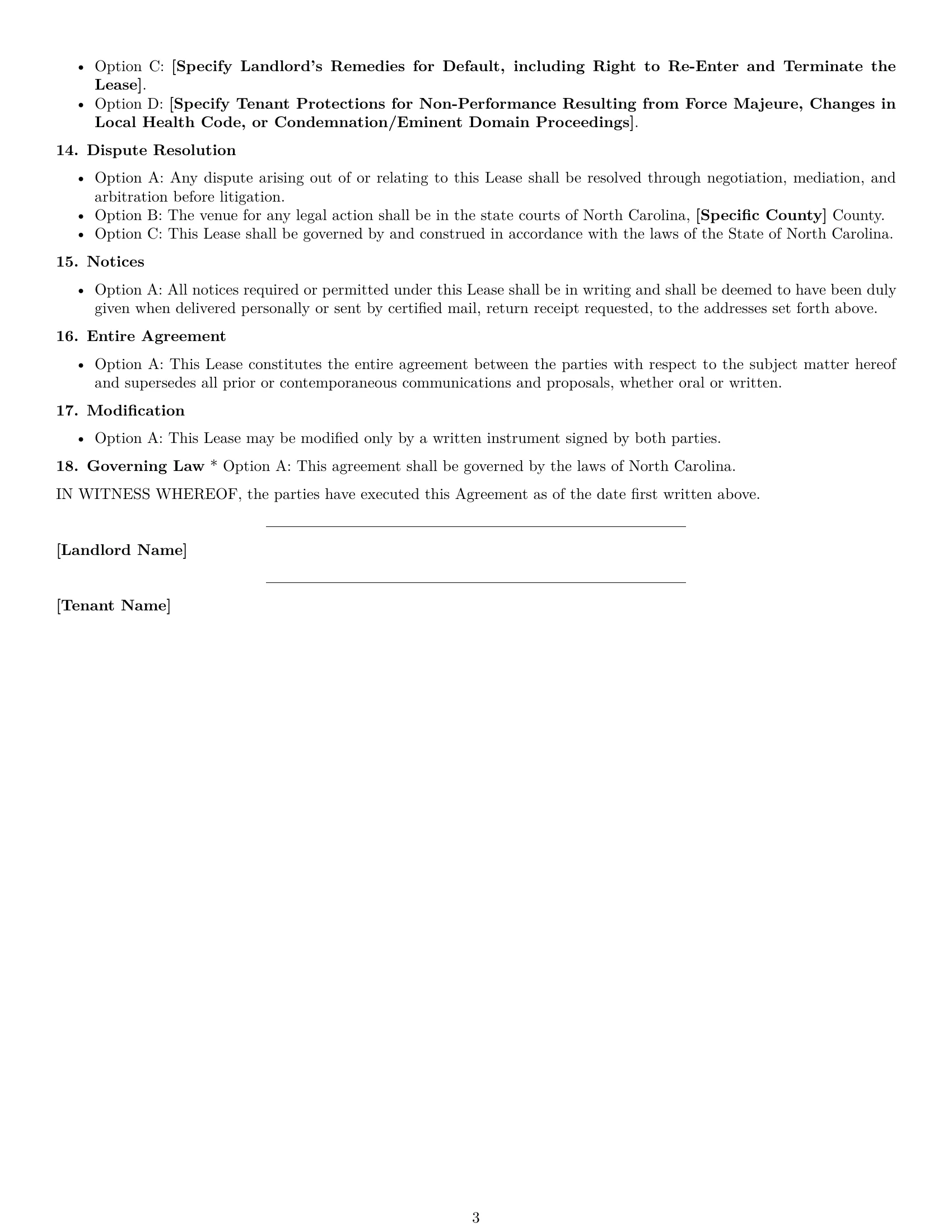 Preview page 3 of Free North Carolina restaurant lease agreement template