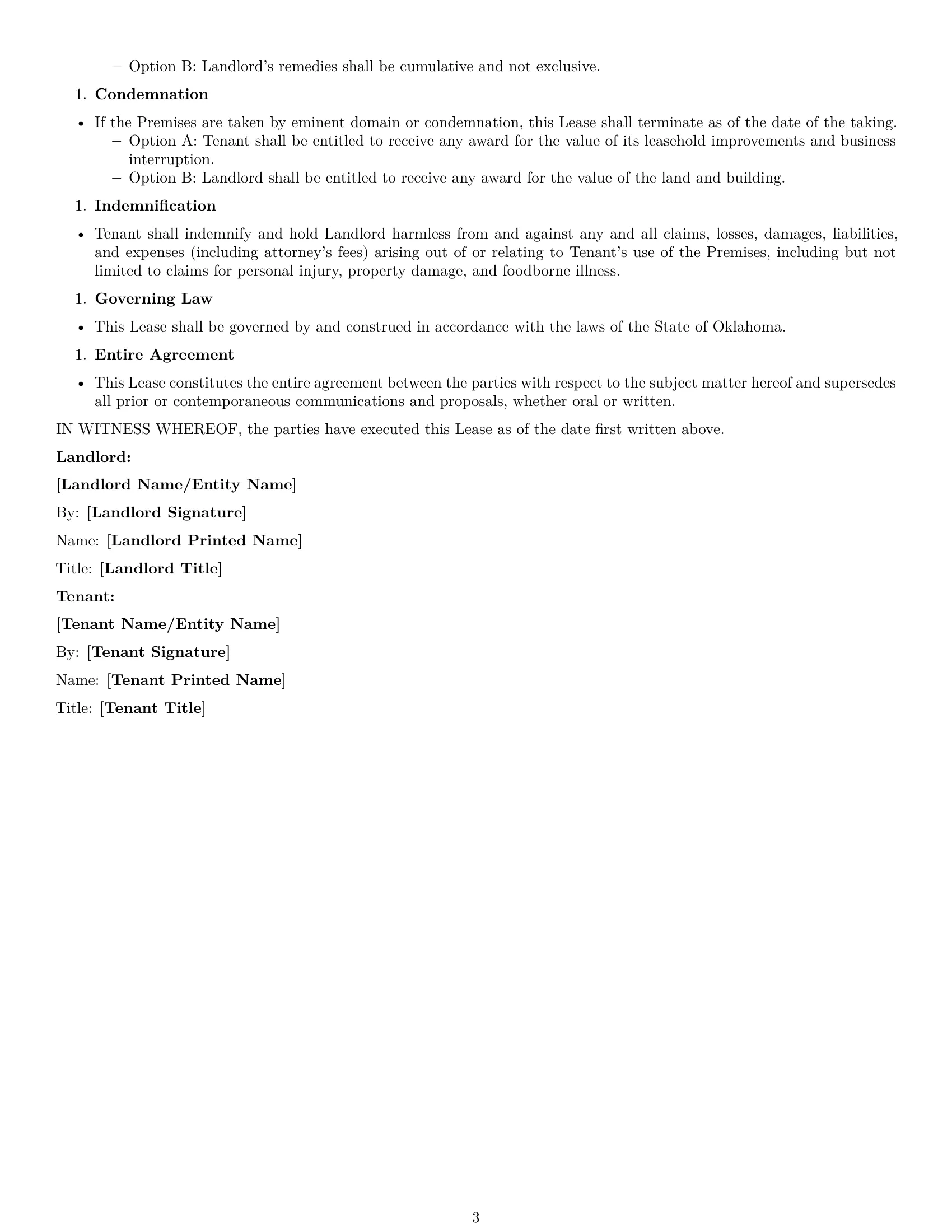 Preview page 3 of Free Oklahoma restaurant lease agreement template